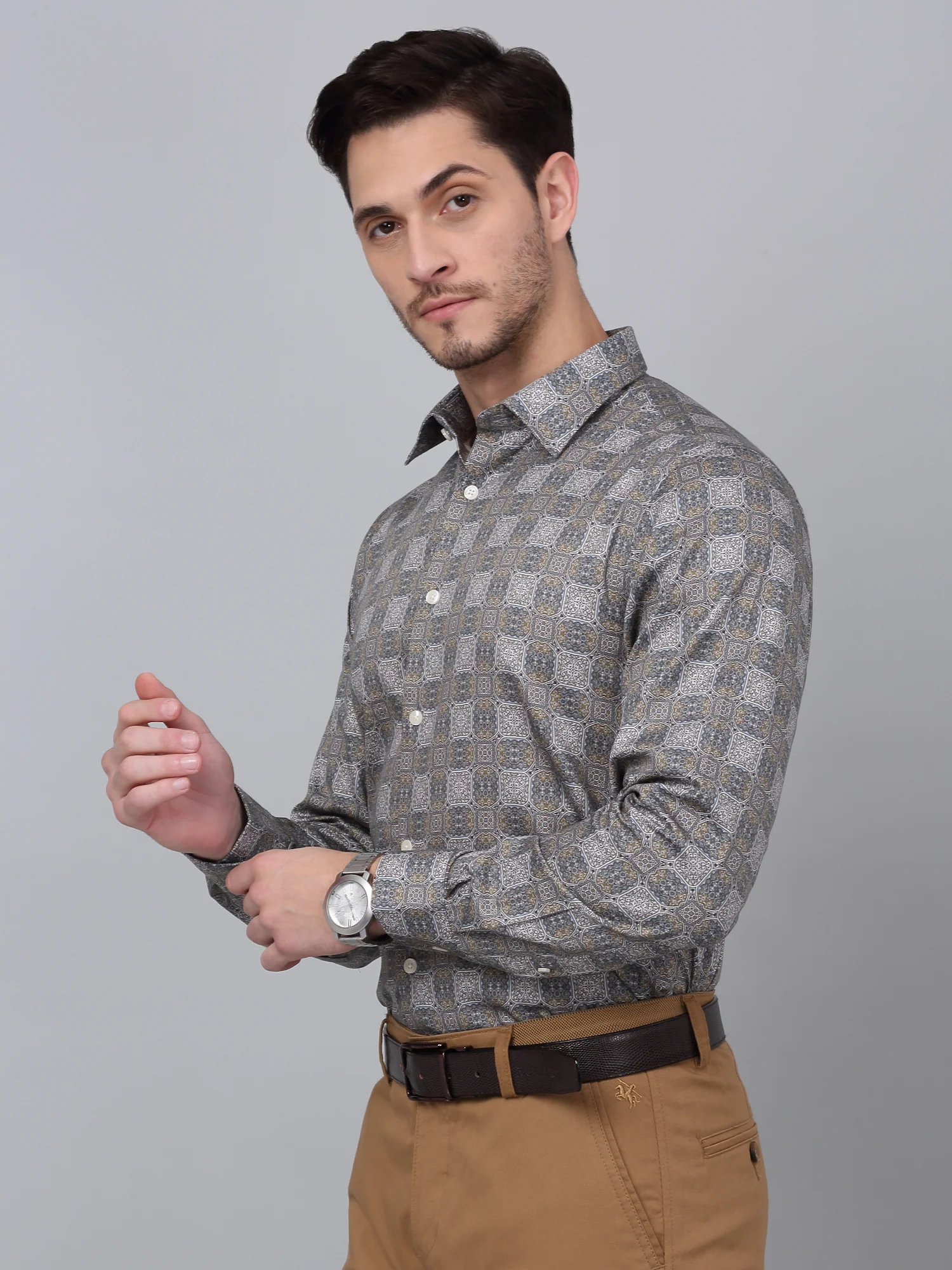 Formal Shirt for Men l Breathable & Soft with Color Fastness Regular Fit Spread Collar Neck Cotton Fabric Printed Pattern - Image 3