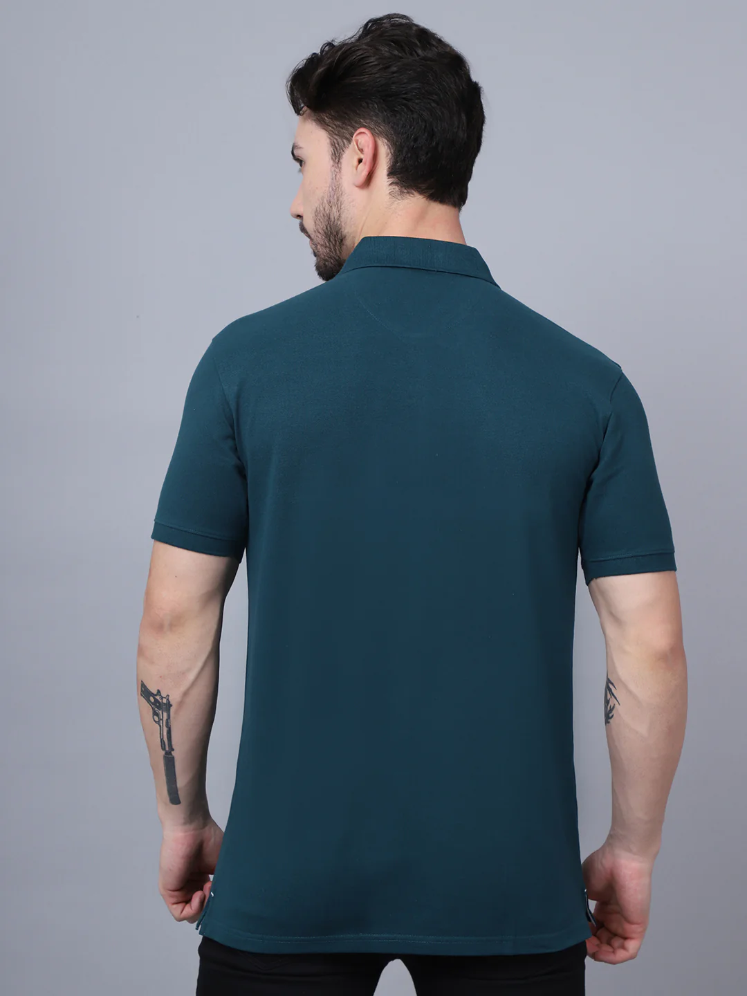 T-Shirt for Men | Breathable & Soft with Color Fastness Regular Fit Polo Neck Poly Cotton Fabric Solid Pattern - Image 2