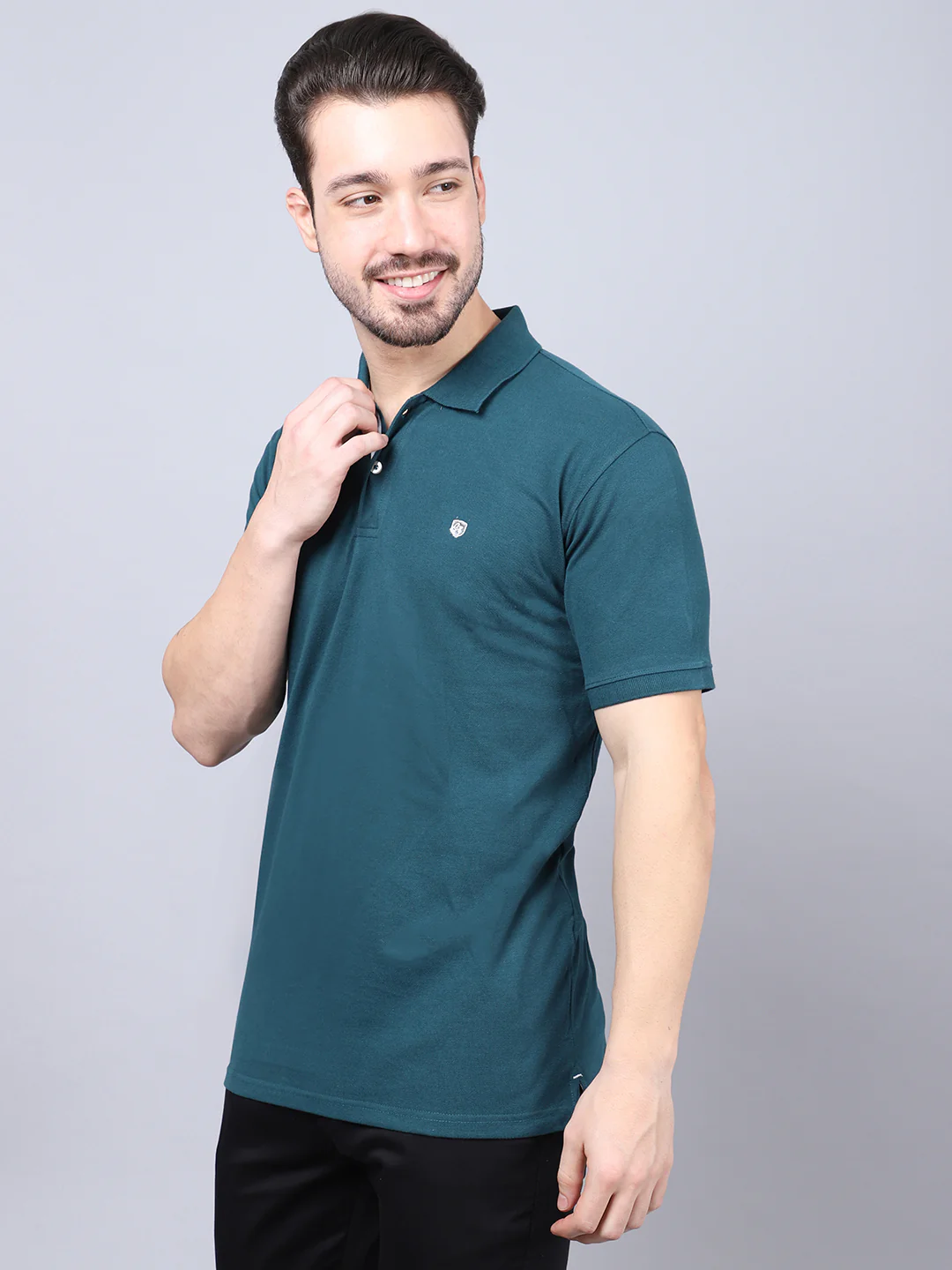 T-Shirt for Men | Breathable & Soft with Color Fastness Regular Fit Polo Neck Poly Cotton Fabric Solid Pattern - Image 3