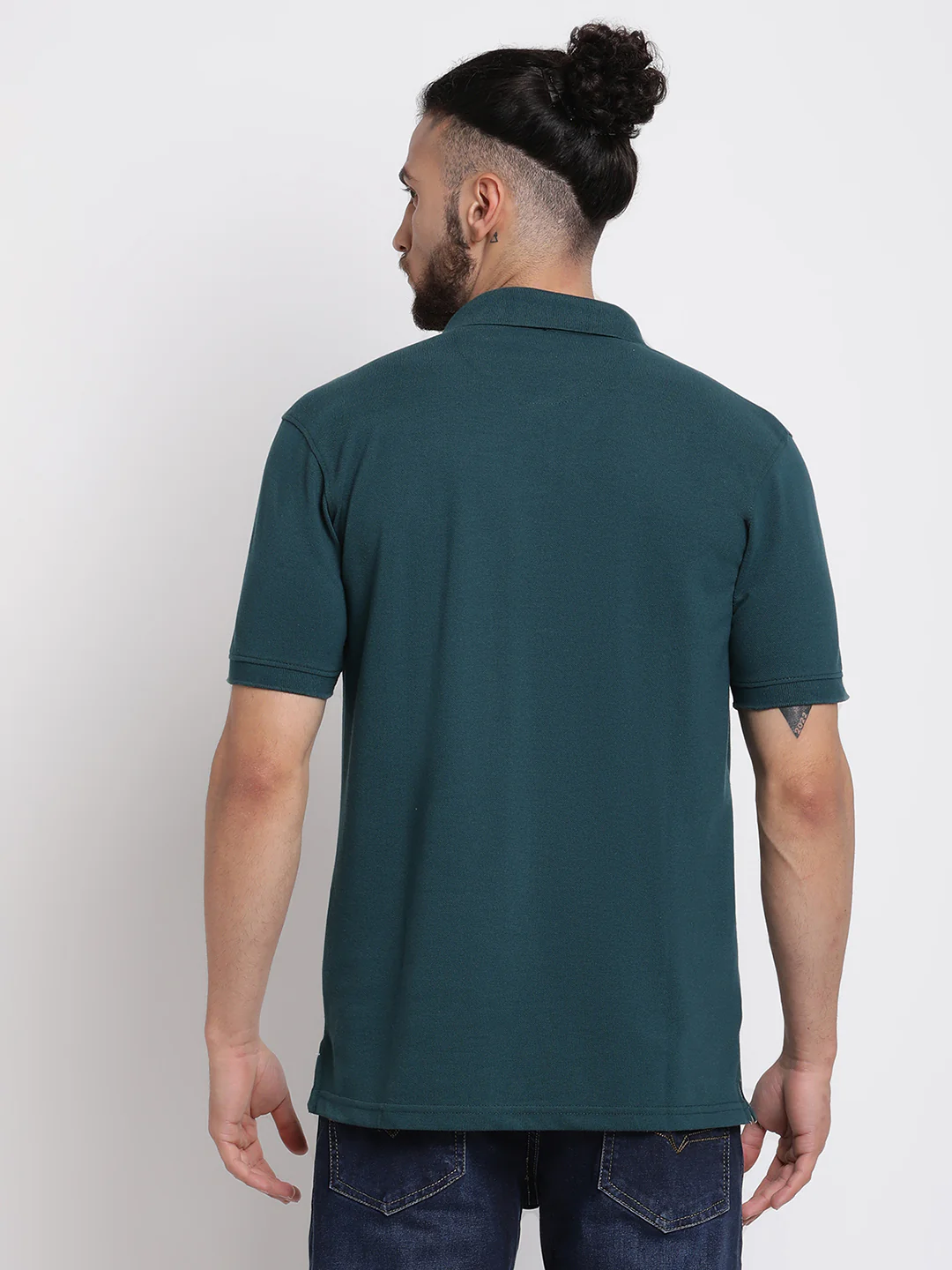 T-Shirt for Men | Breathable & Soft with Color Fastness Regular Fit Polo Neck Poly Cotton Fabric Solid Pattern - Image 2