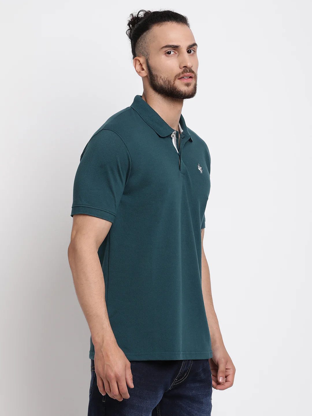 T-Shirt for Men | Breathable & Soft with Color Fastness Regular Fit Polo Neck Poly Cotton Fabric Solid Pattern - Image 4