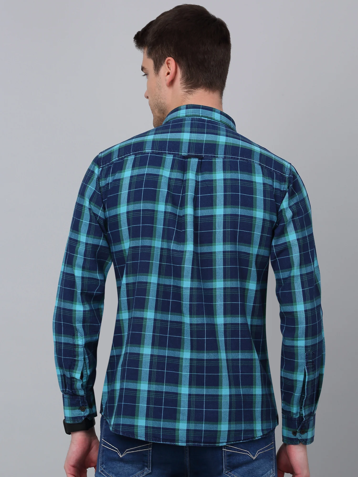 Casual Shirt for Men | Breathable & Soft with Color Fastness Regular Fit Spread Collar Neck Cotton Fabric Checkered Pattern - Image 2