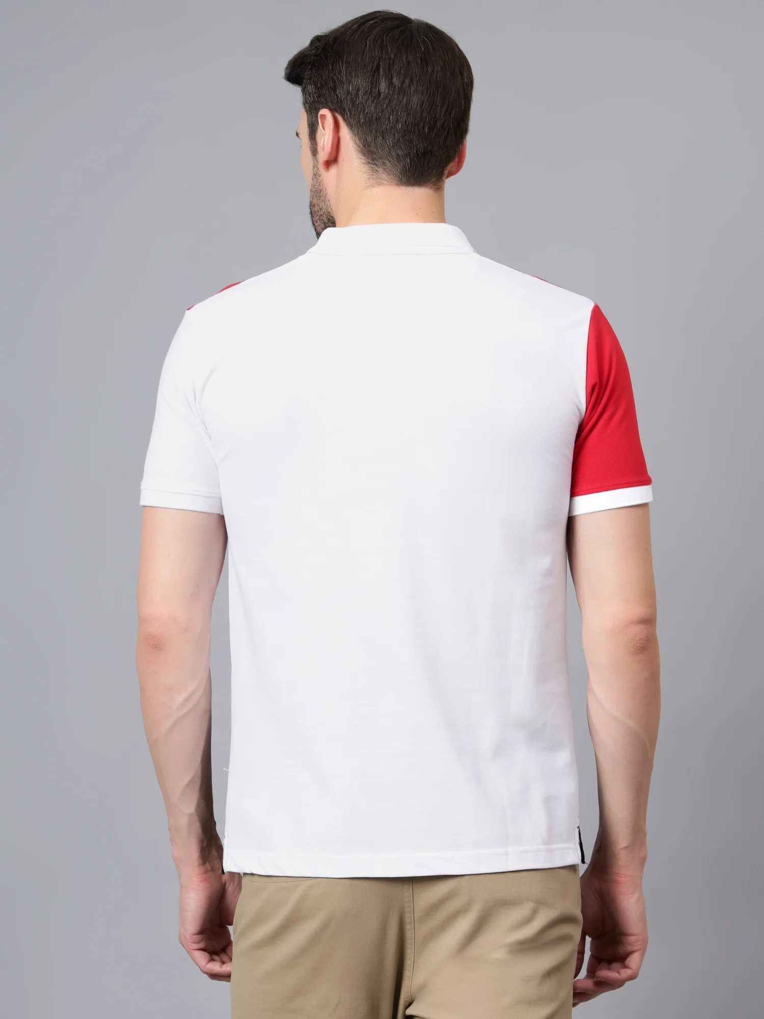 T-Shirt for Men | Breathable & Soft with Color Fastness Regular Fit Polo Neck Poly Cotton Fabric Colour Block Pattern - Image 2