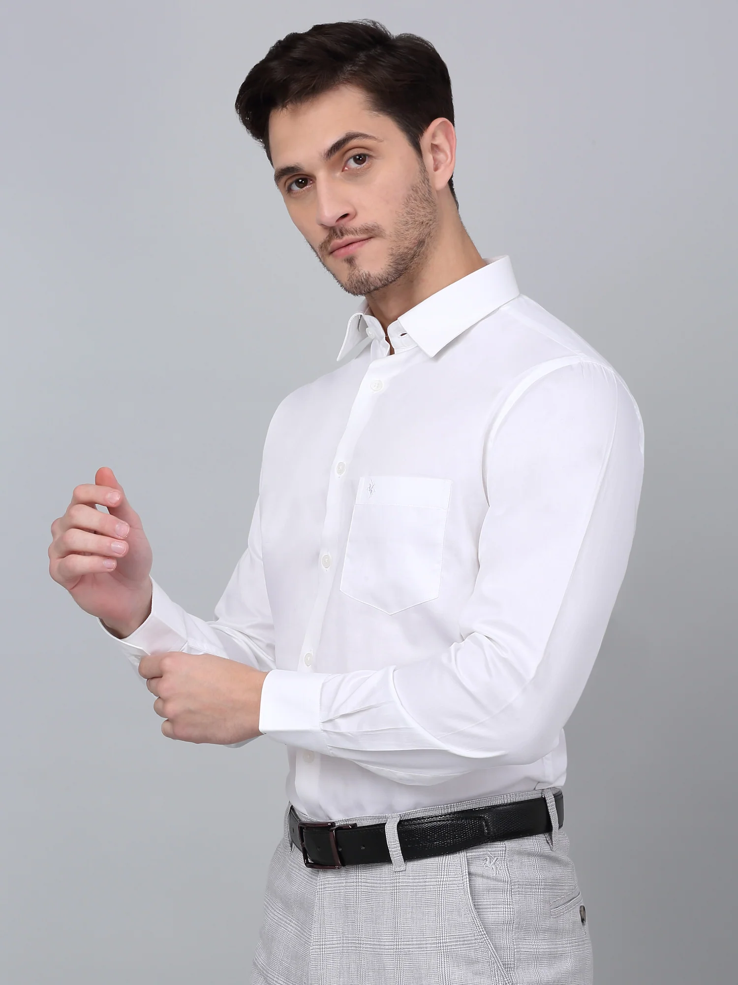 Formal Shirt for Men l Breathable & Soft with Color Fastness Regular Fit Spread Collar Neck Cotton Fabric Solid Pattern - Image 3
