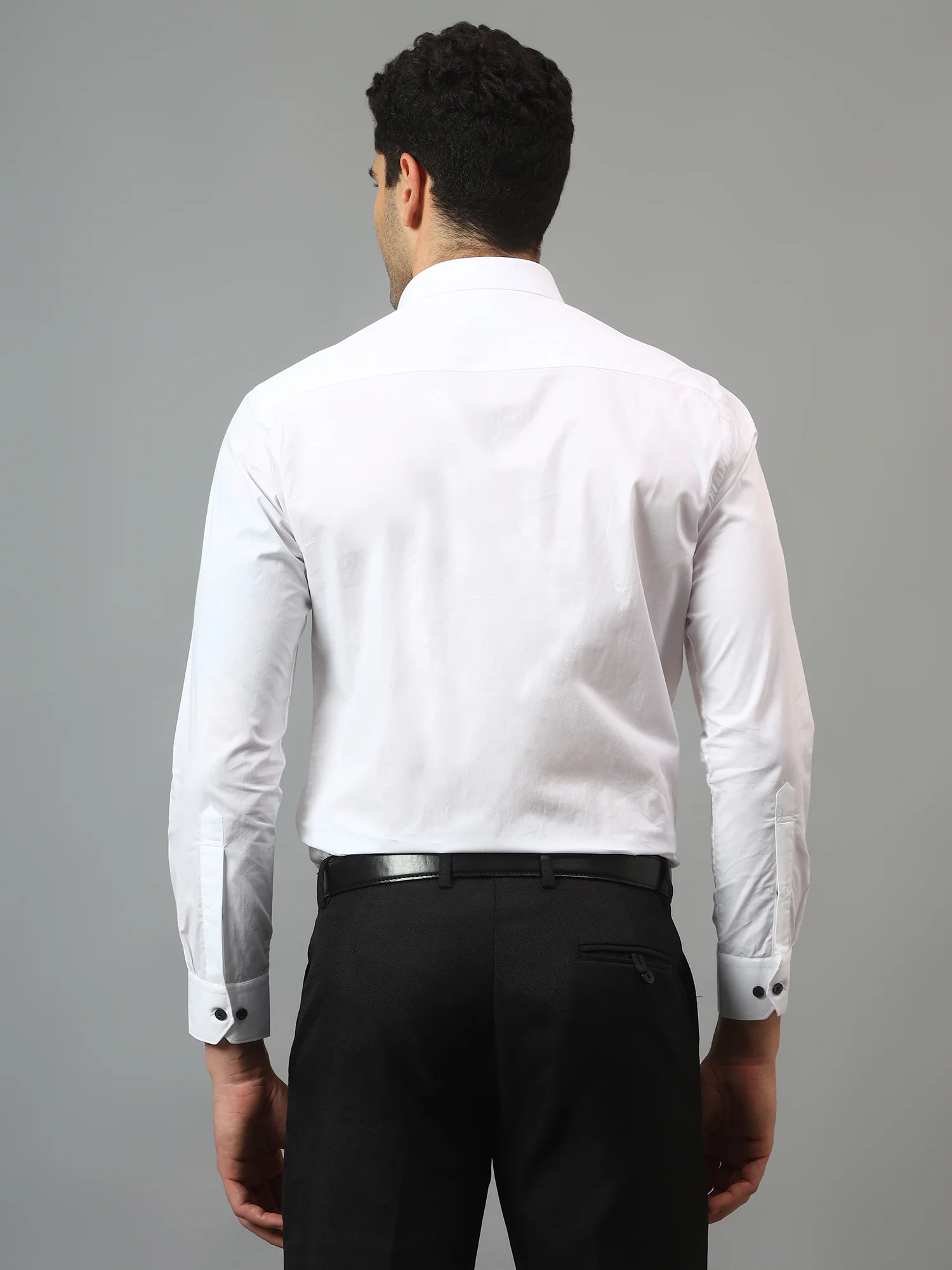 Men's White Formal Plain Full Sleeve Shirt - Image 2