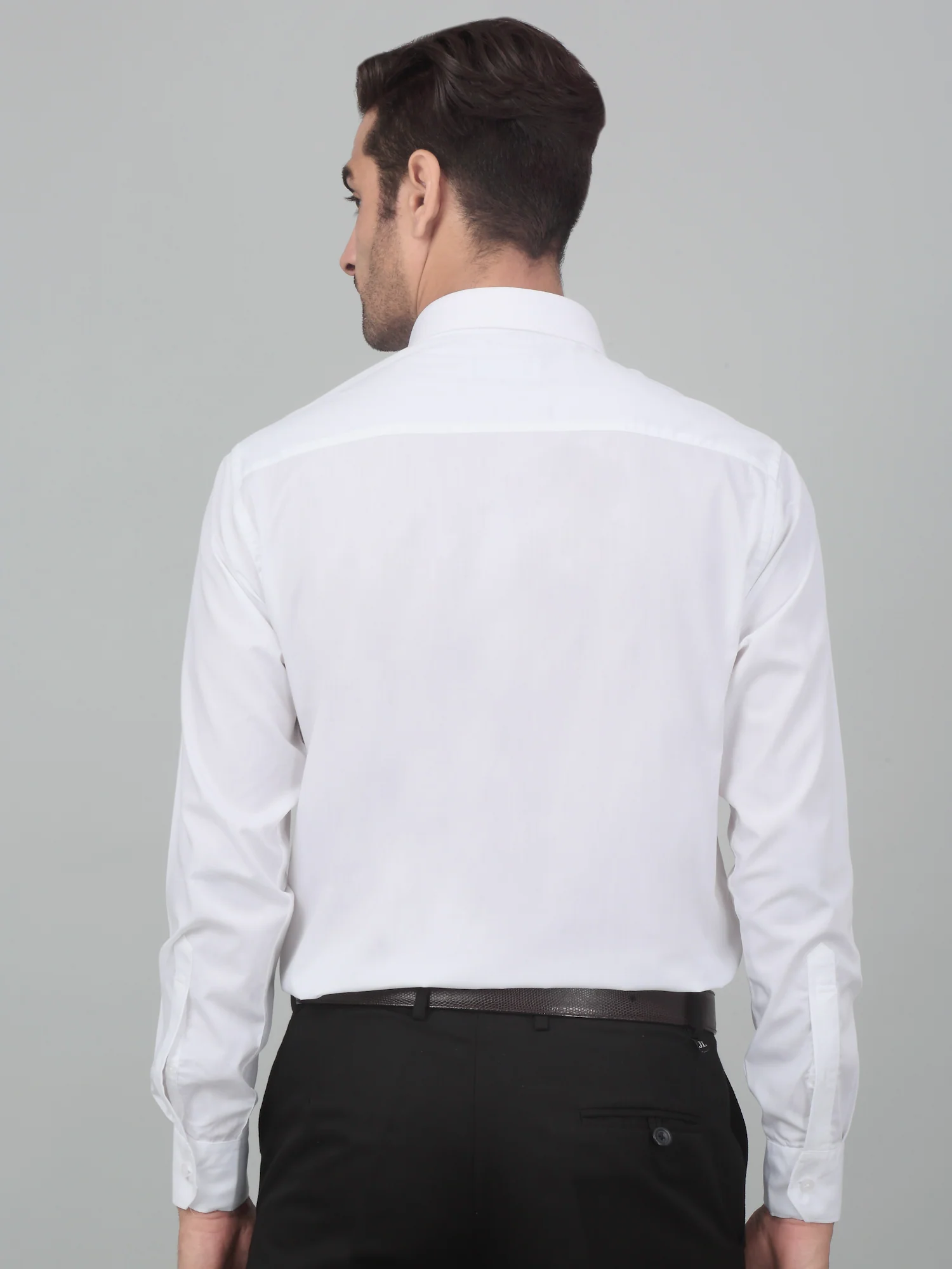 Men's White Formal Plain Full Sleeve Shirt - Image 2