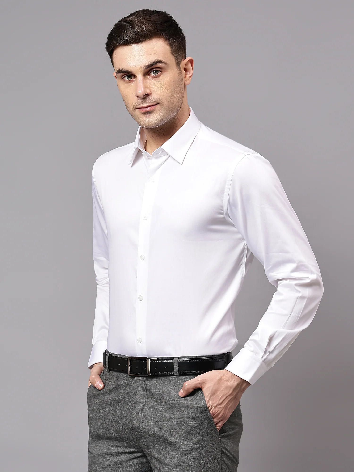 Formal Shirt for Men l Breathable & Soft with Color Fastness Regular Fit Spread Collar Neck Cotton Fabric Solid Pattern - Image 3
