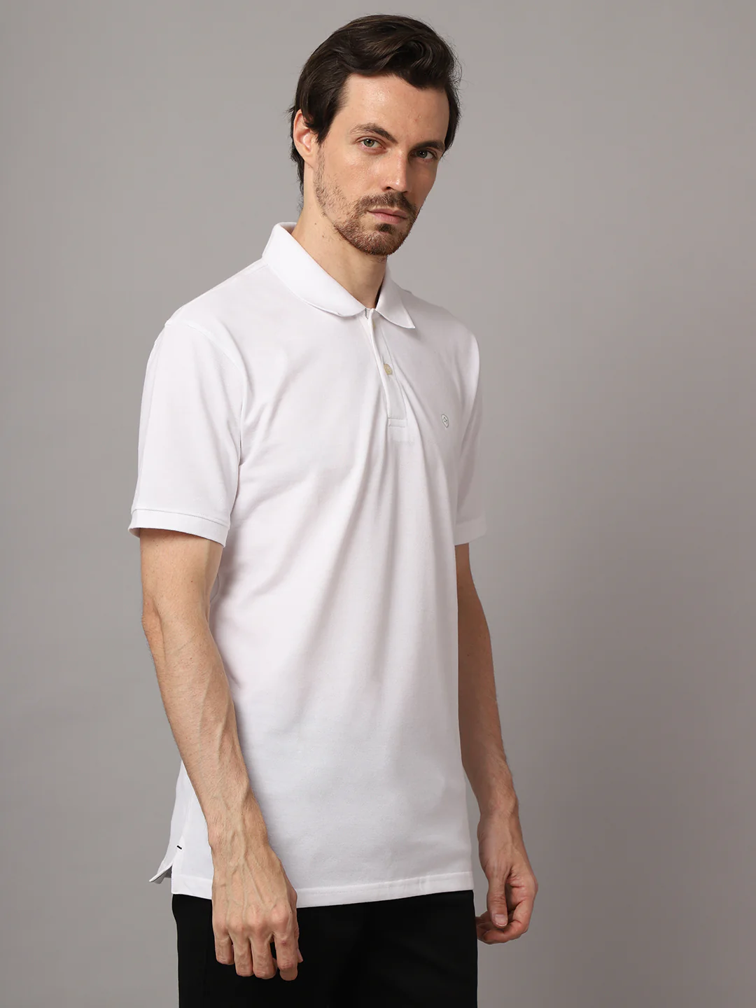 T-Shirt for Men | Breathable & Soft with Color Fastness Regular Fit Polo Neck Poly Cotton Fabric Solid Pattern - Image 2