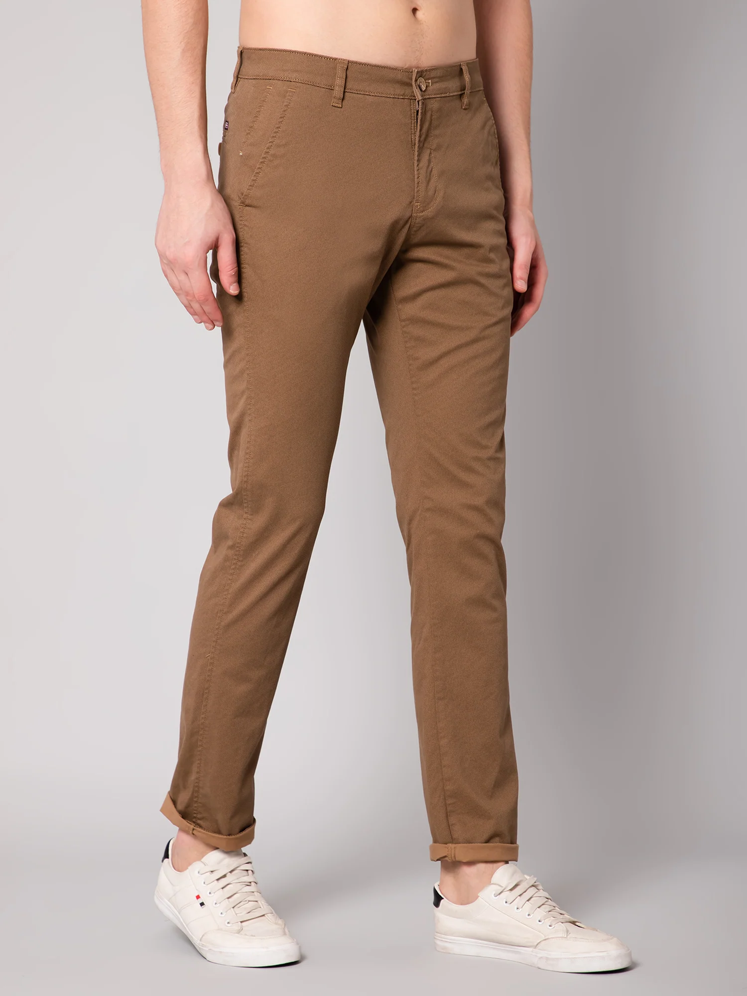 Men's Casual Flat front Wood  Trousers - Image 2