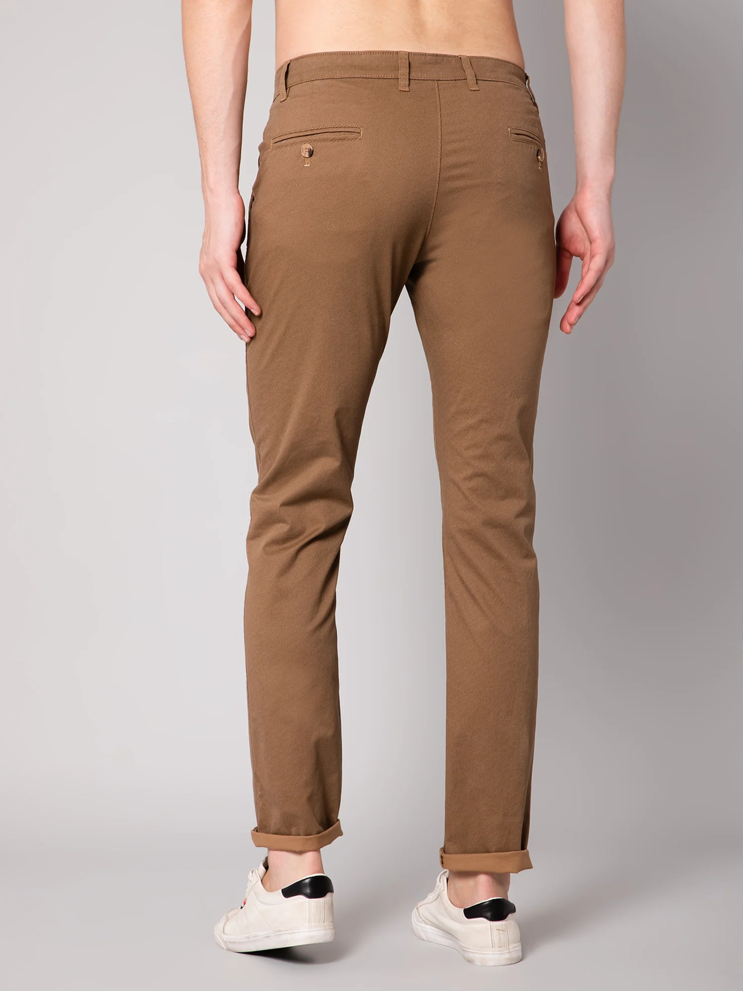 Men's Casual Flat front Wood  Trousers - Image 4