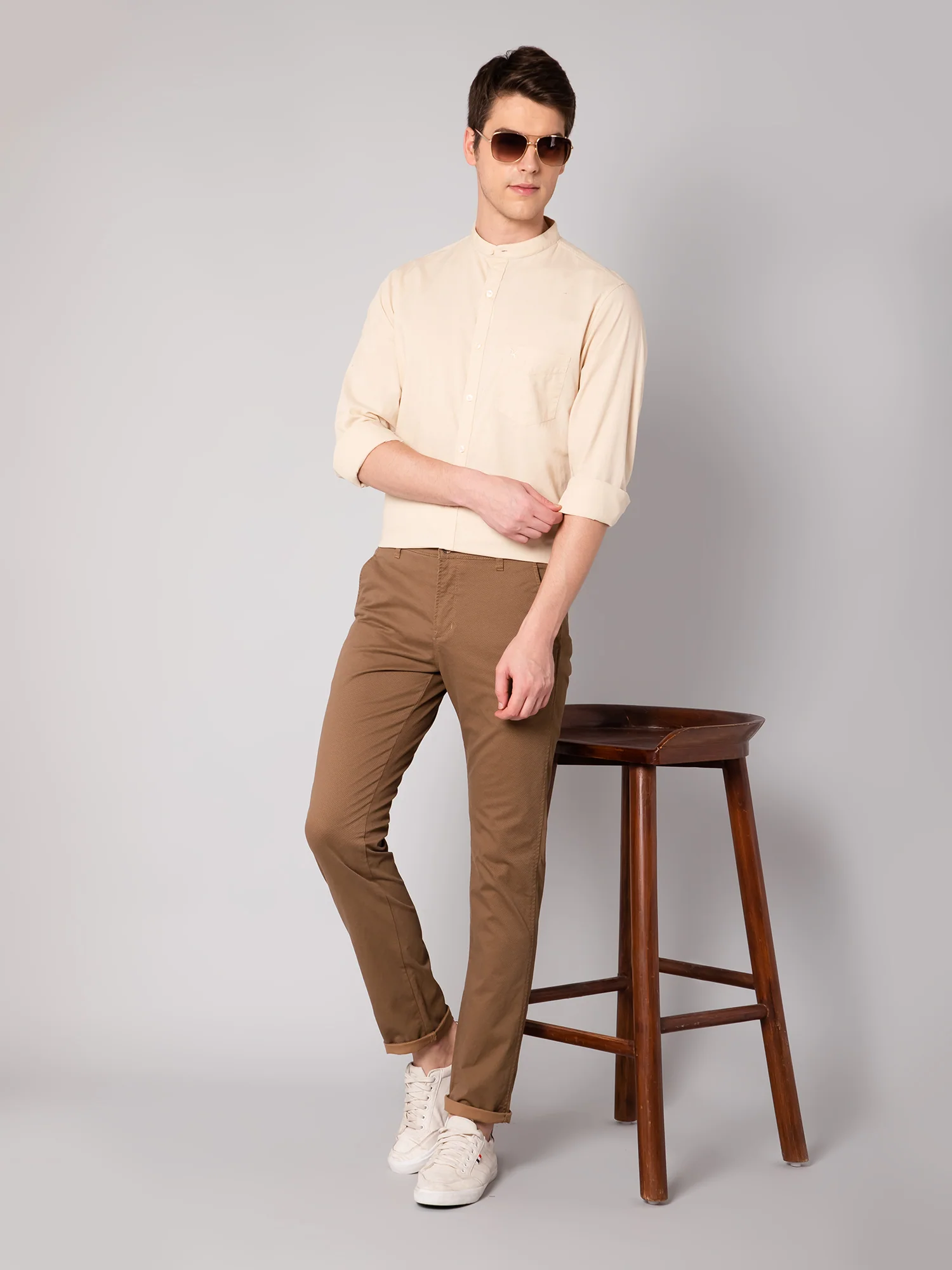 Men's Casual Flat front Wood  Trousers - Image 5