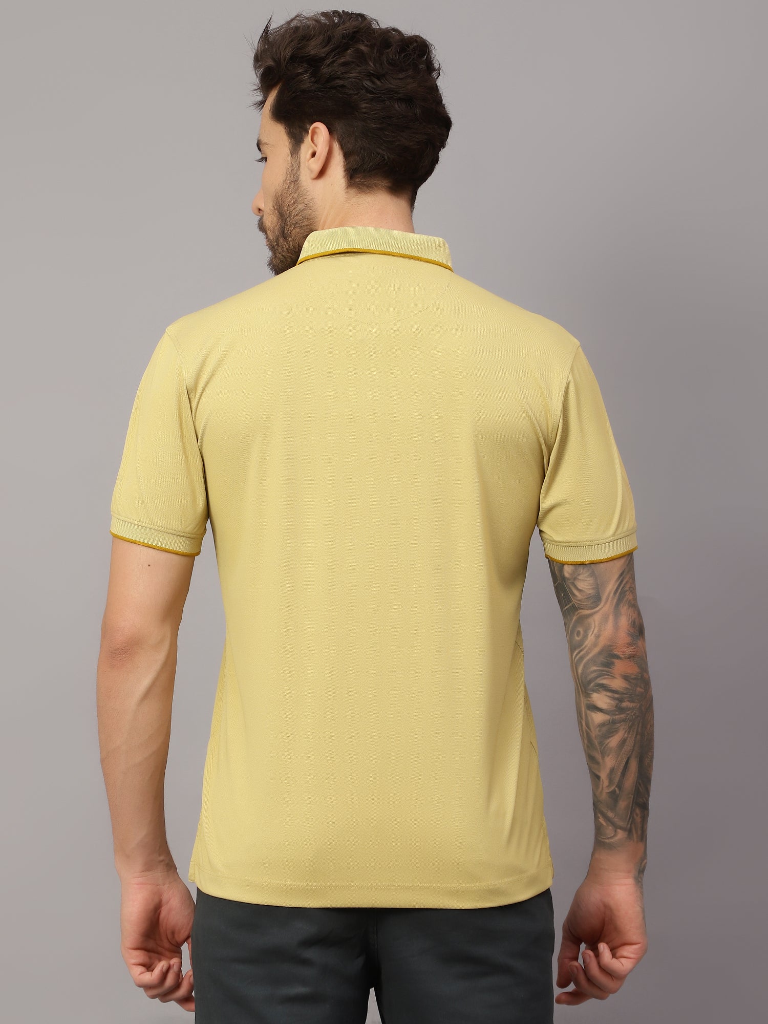 T-Shirt for Men | Breathable & Soft with Color Fastness Regular Fit Polo Neck Poly Cotton Fabric Printed Pattern - Image 2