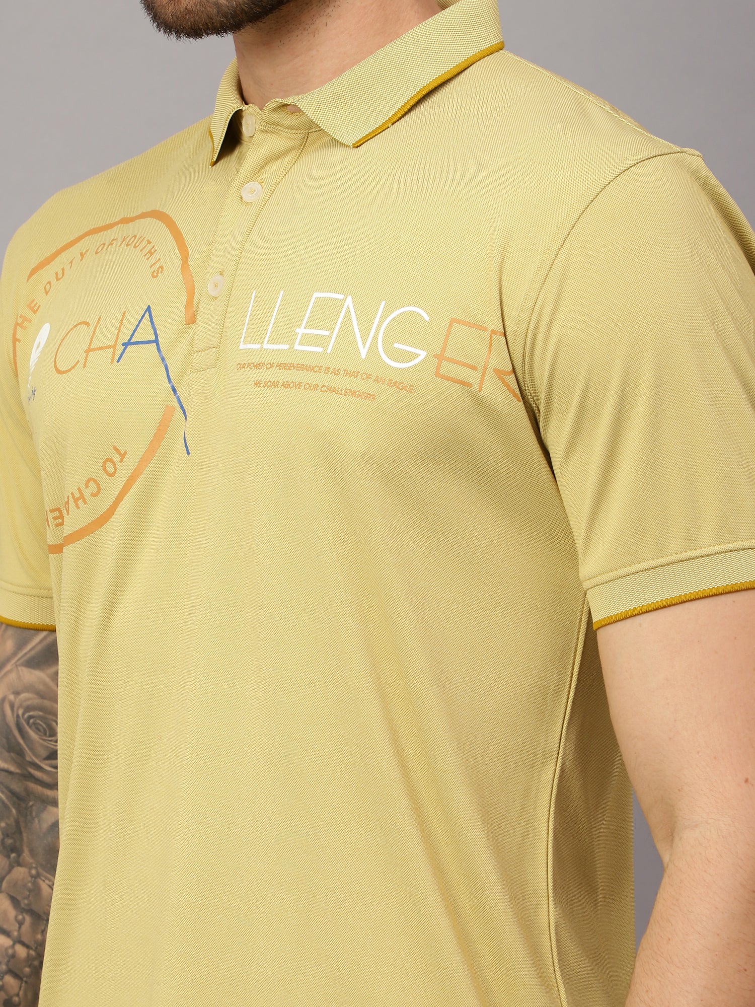 T-Shirt for Men | Breathable & Soft with Color Fastness Regular Fit Polo Neck Poly Cotton Fabric Printed Pattern - Image 4