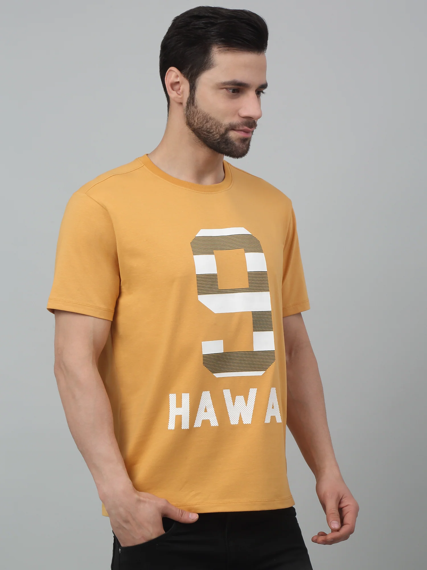 T-Shirt for Men | Breathable & Soft with Color Fastness Regular Fit Round Neck Cotton Blend Fabric Printed Pattern - Image 3