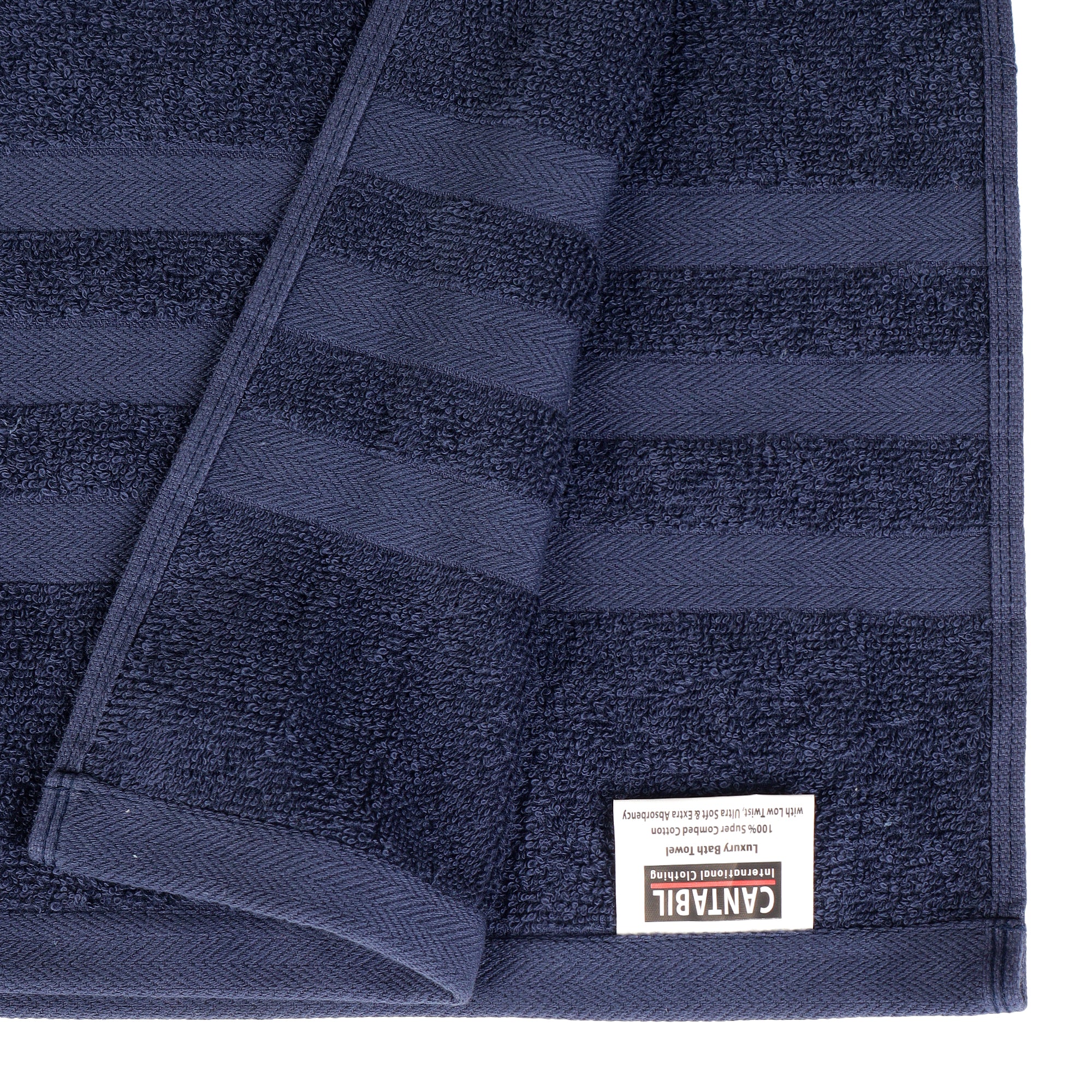 Unisex Navy Blue Basic Terry Bath Towel - Image 2