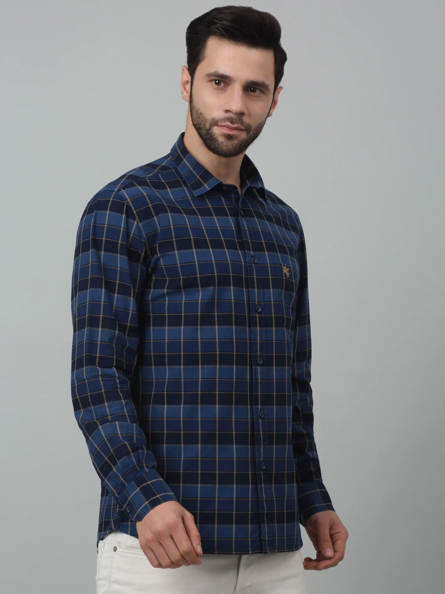 Casual Shirt for Men | Breathable & Soft with Color Fastness Regular Fit Spread Collar Neck Cotton Fabric Checkered Pattern - Image 2