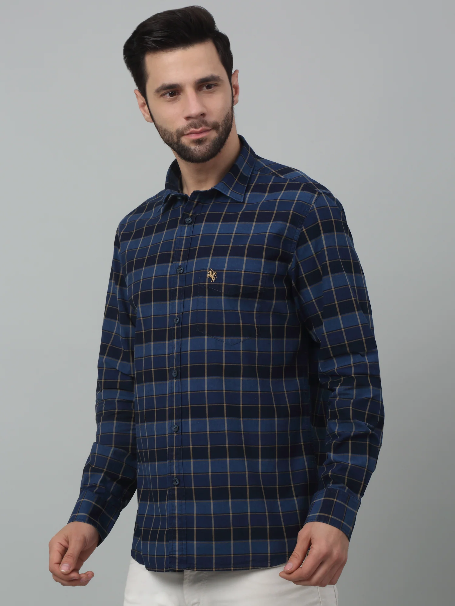 Casual Shirt for Men | Breathable & Soft with Color Fastness Regular Fit Spread Collar Neck Cotton Fabric Checkered Pattern - Image 3