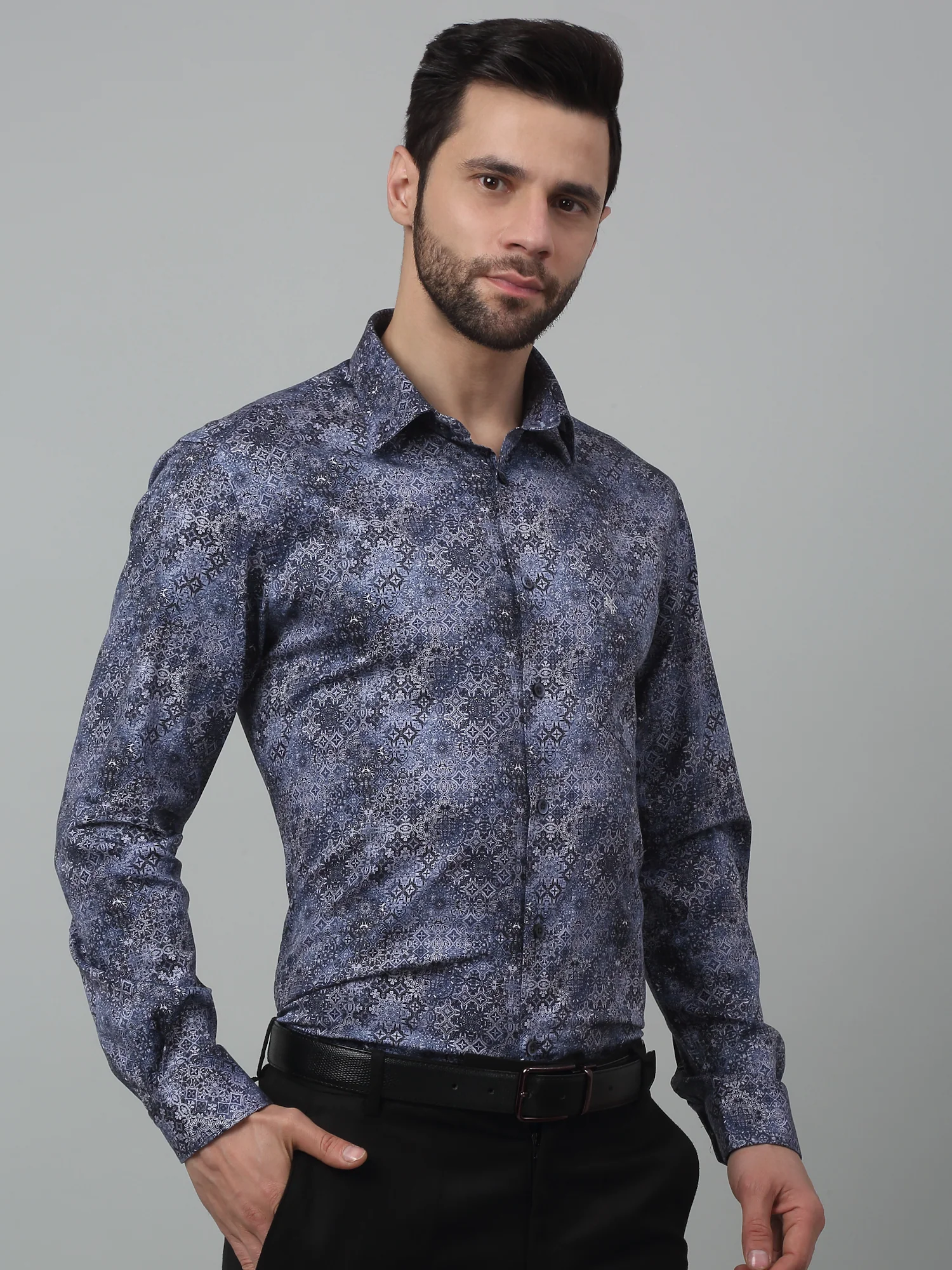 Formal Shirt for Men l Breathable & Soft with Color Fastness Regular Fit Spread Collar Neck Cotton Fabric Printed Pattern - Image 3