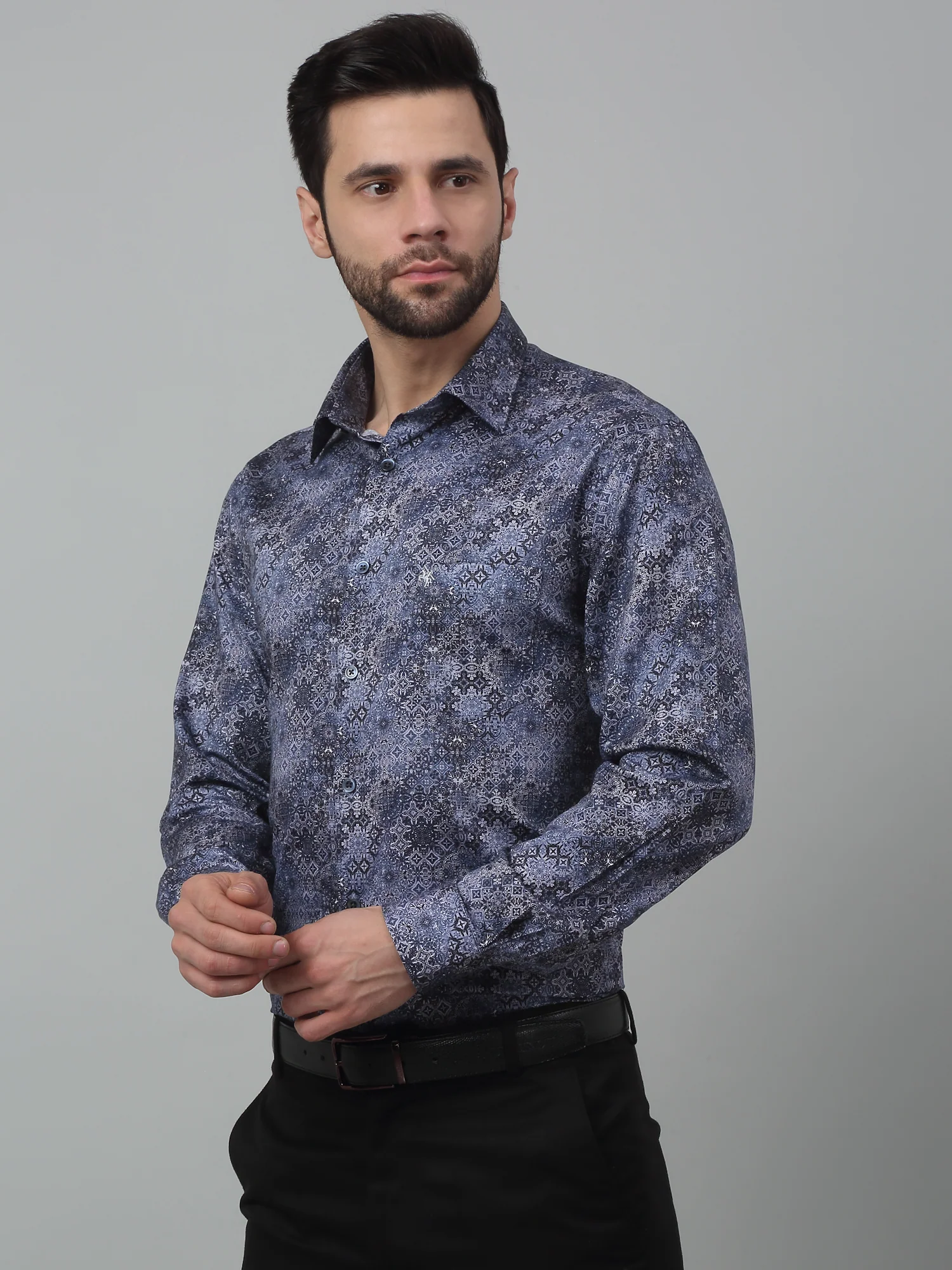 Formal Shirt for Men l Breathable & Soft with Color Fastness Regular Fit Spread Collar Neck Cotton Fabric Printed Pattern - Image 4