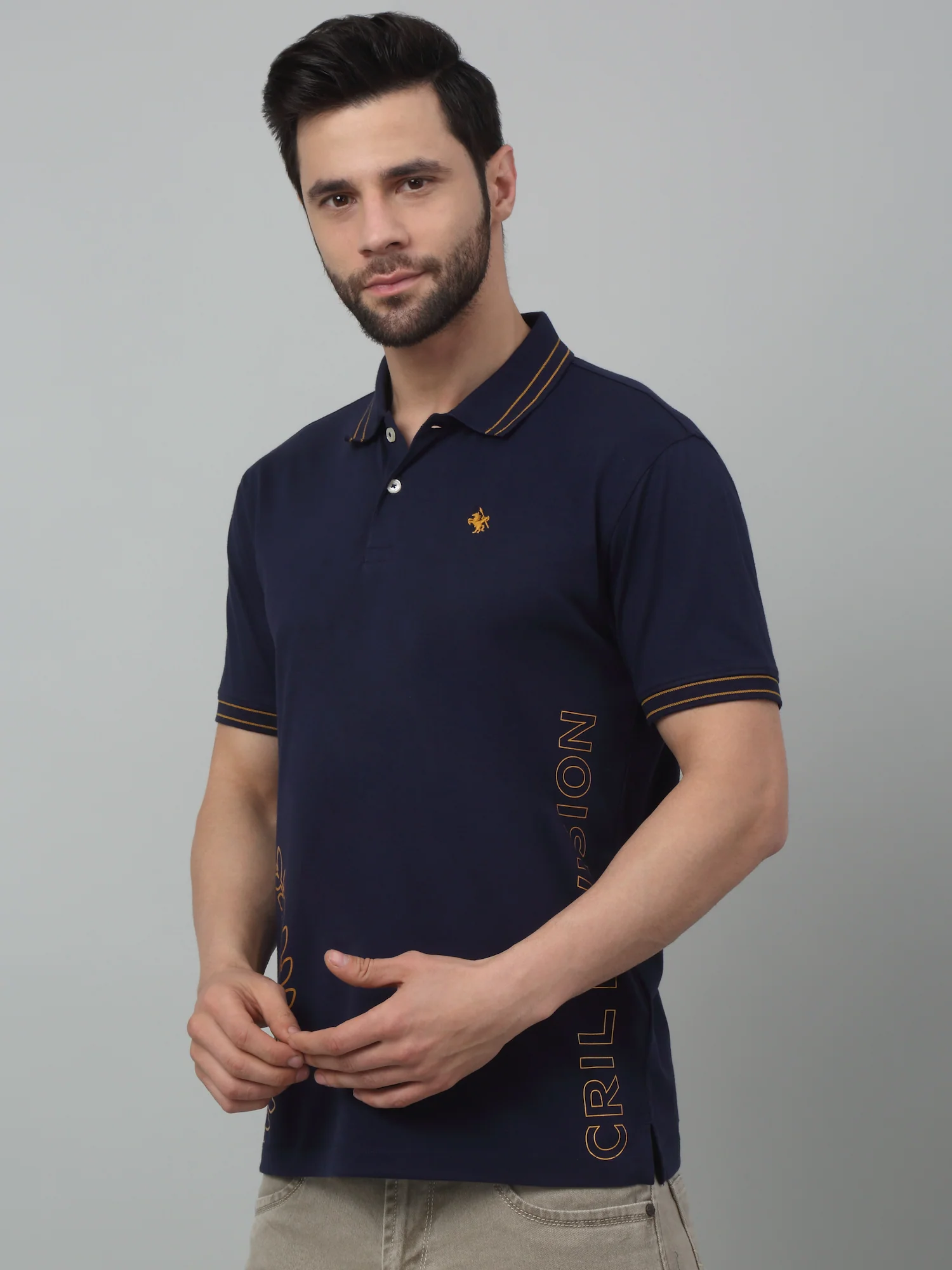 T-Shirt for Men | Breathable & Soft with Color Fastness Regular Fit Polo Neck Poly Cotton Fabric Printed Pattern - Image 4