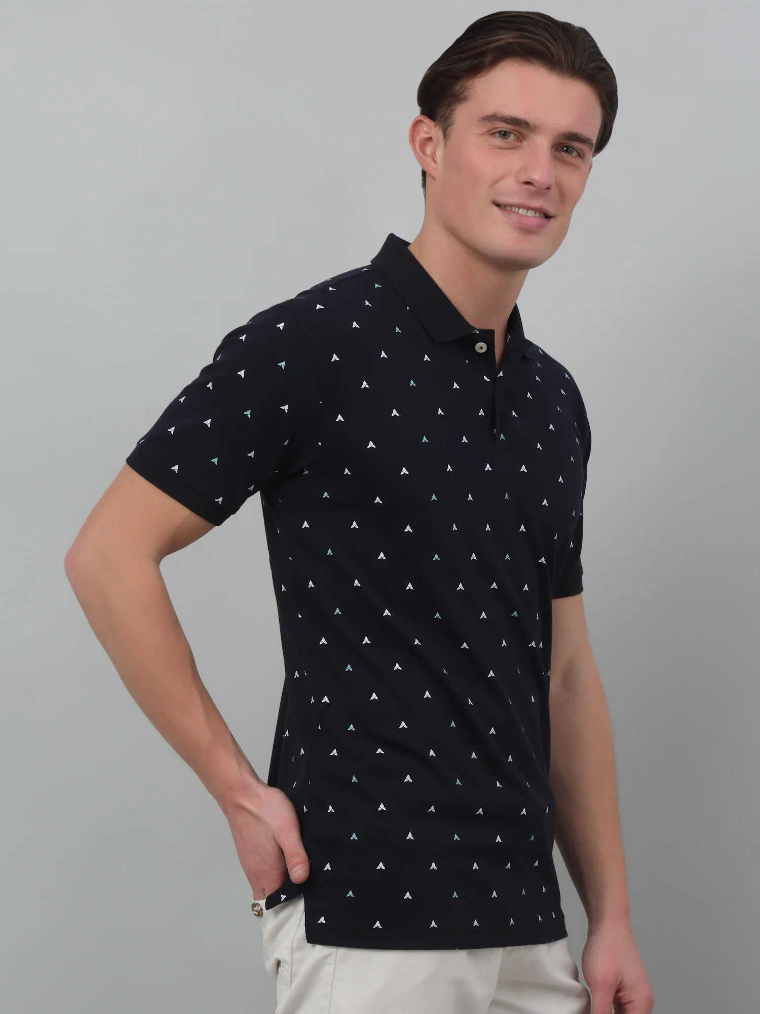 T-Shirt for Men | Breathable & Soft with Color Fastness Regular Fit Polo Neck Poly Cotton Fabric Printed Pattern - Image 3