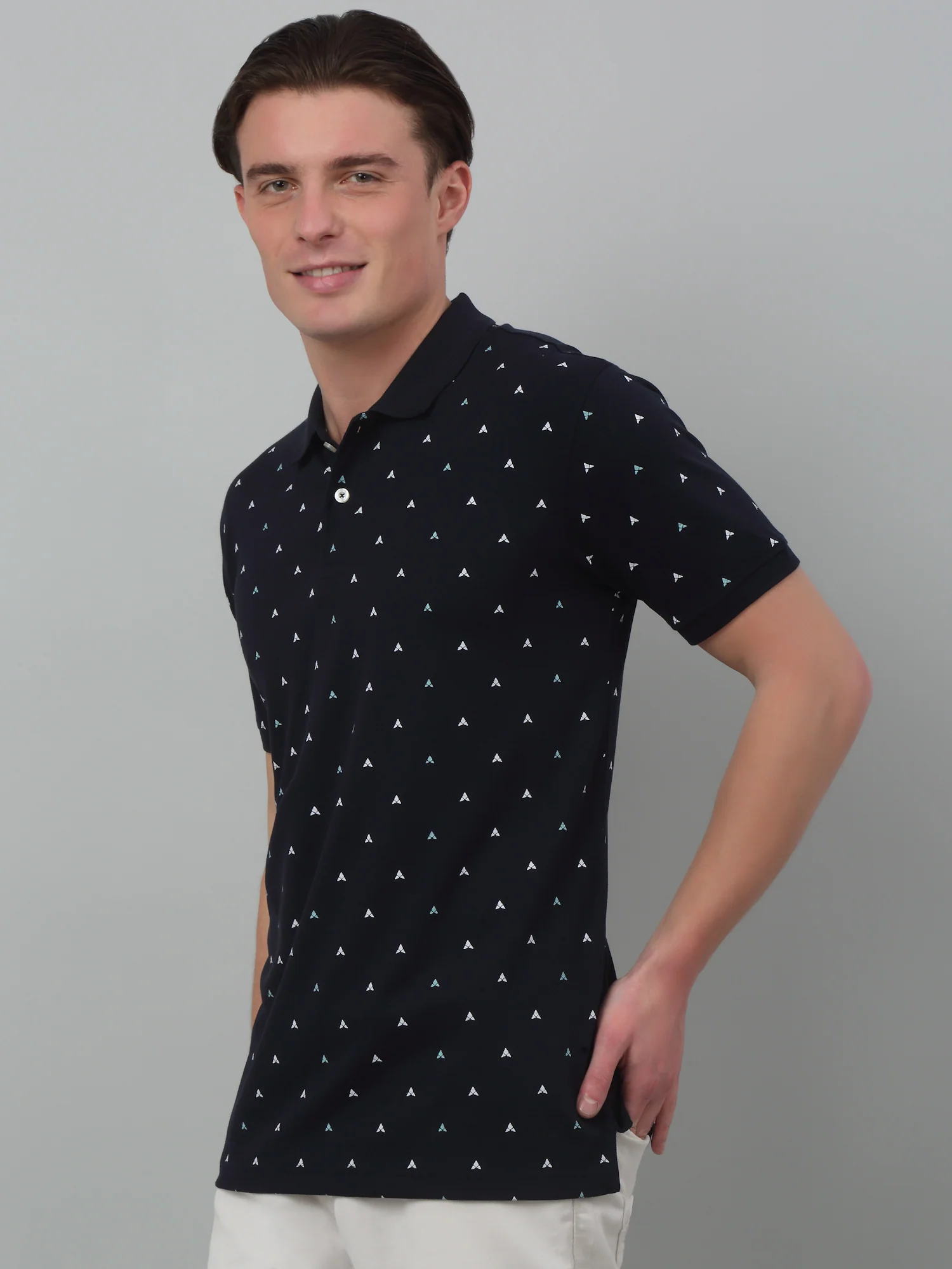 T-Shirt for Men | Breathable & Soft with Color Fastness Regular Fit Polo Neck Poly Cotton Fabric Printed Pattern - Image 4