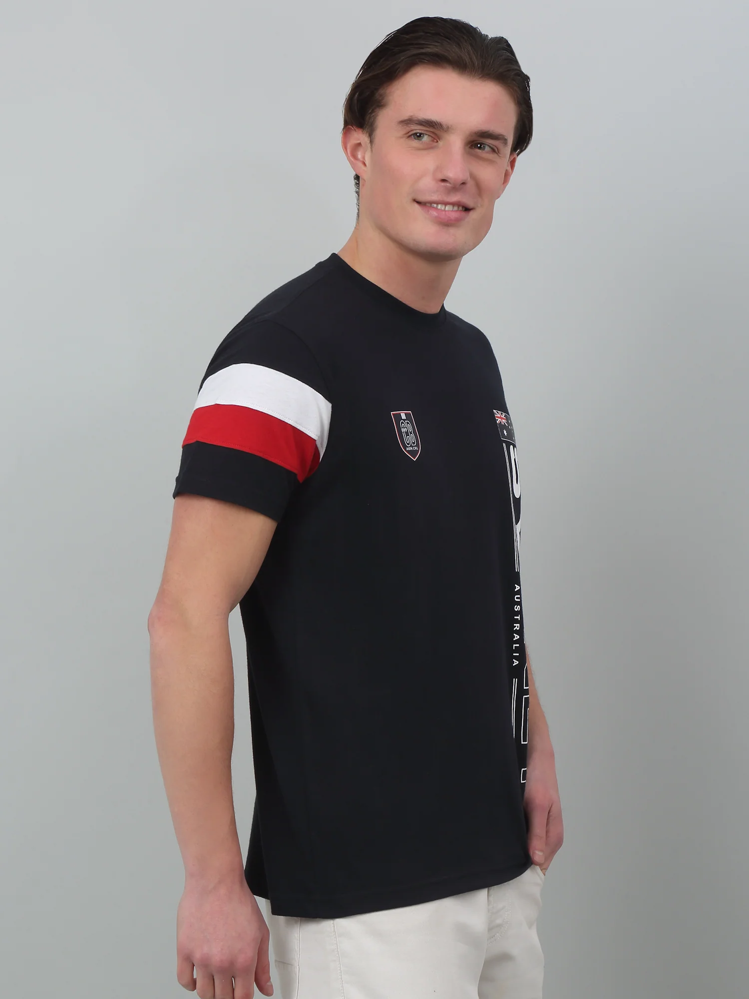 T-Shirt for Men | Breathable & Soft with Color Fastness Regular Fit Round Neck Poly Cotton Fabric Printed Pattern - Image 3
