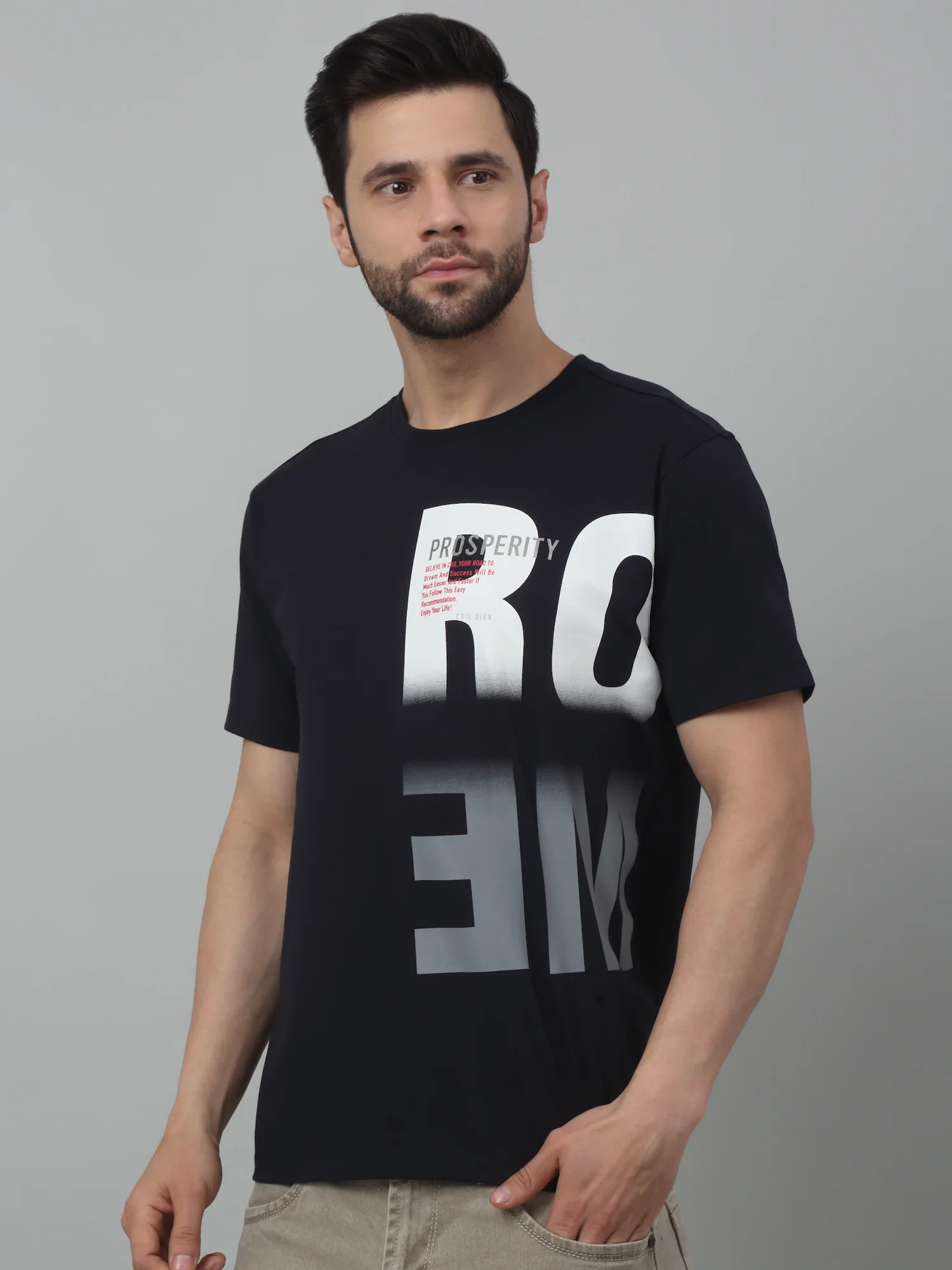 T-Shirt for Men | Breathable & Soft with Color Fastness Regular Fit Round Neck Cotton Blend Fabric Printed Pattern - Image 4