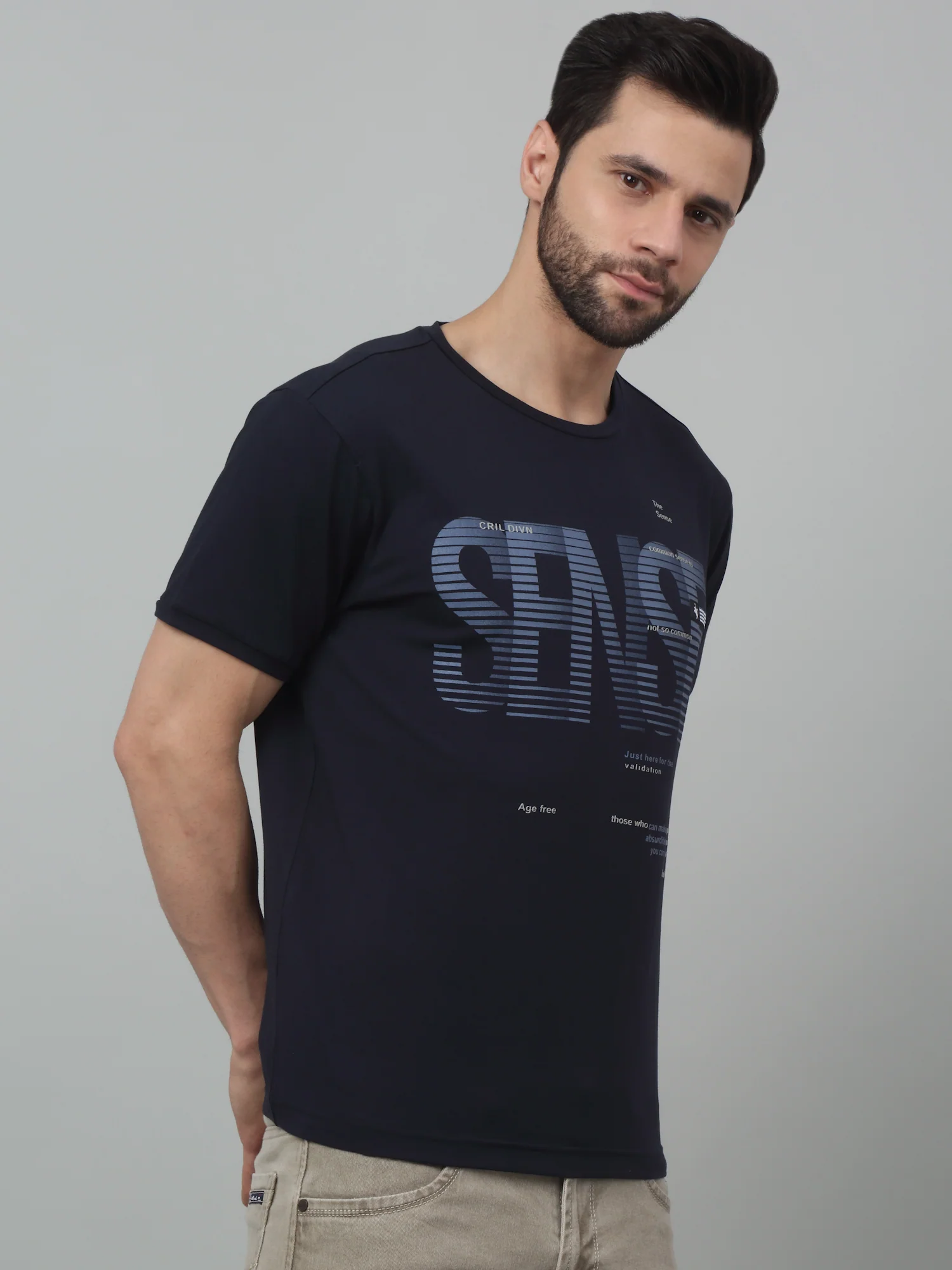 T-Shirt for Men | Breathable & Soft with Color Fastness Regular Fit Round Neck Cotton Blend Fabric Printed Pattern - Image 3