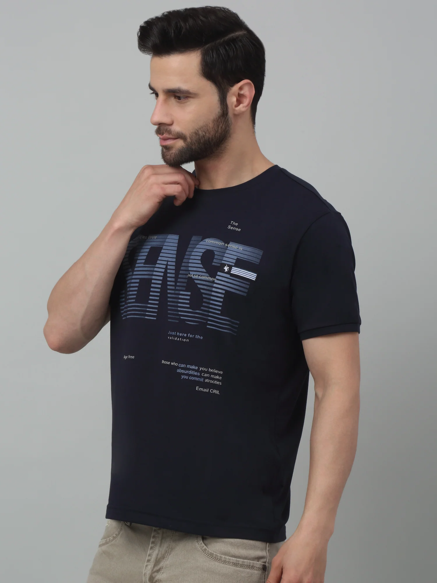 T-Shirt for Men | Breathable & Soft with Color Fastness Regular Fit Round Neck Cotton Blend Fabric Printed Pattern - Image 4
