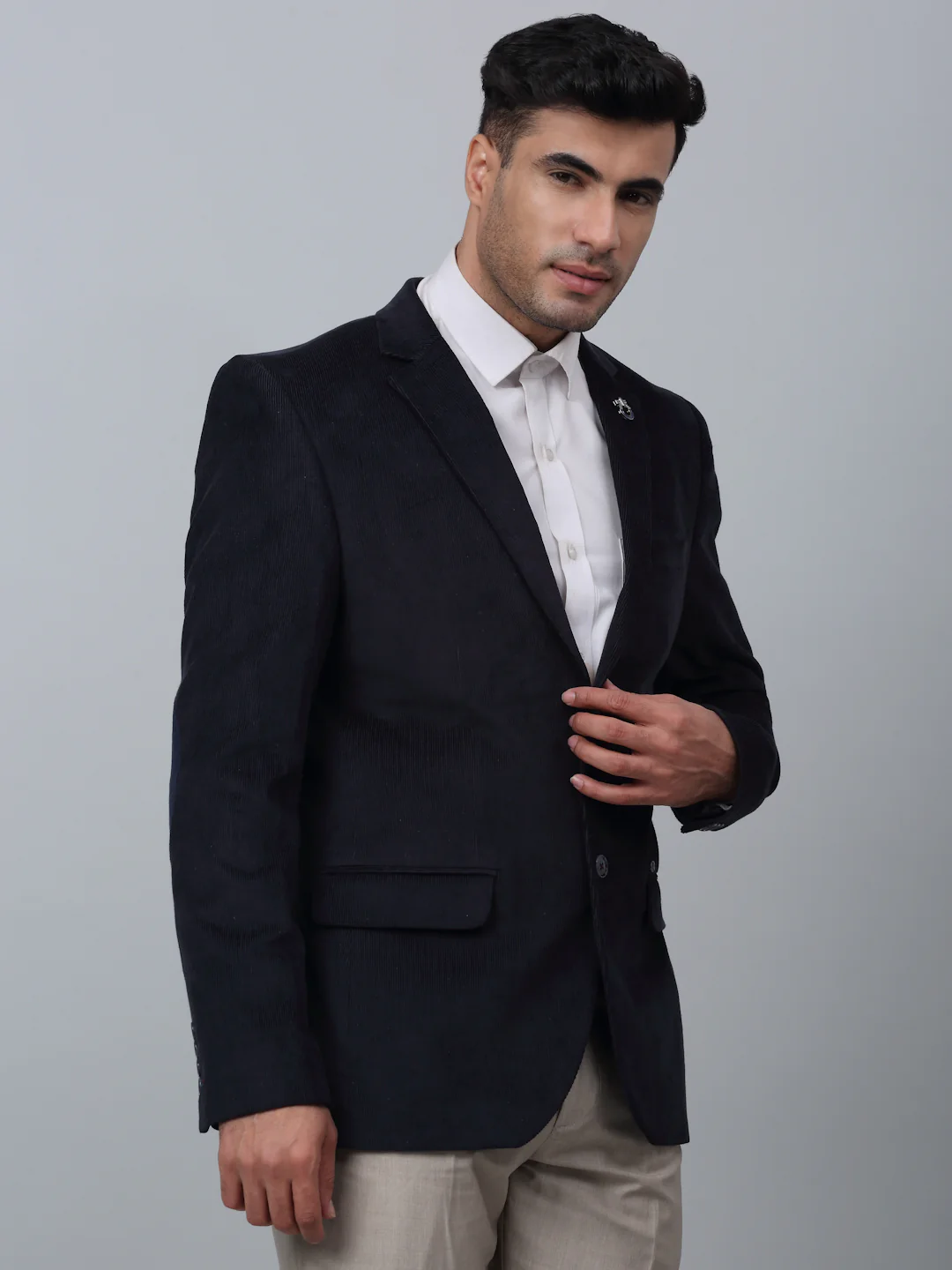 Blazer for Men | Premium Formal Blazer Slim Fit Notched Collar Cotton Fabric Self Design Pattern - Image 3