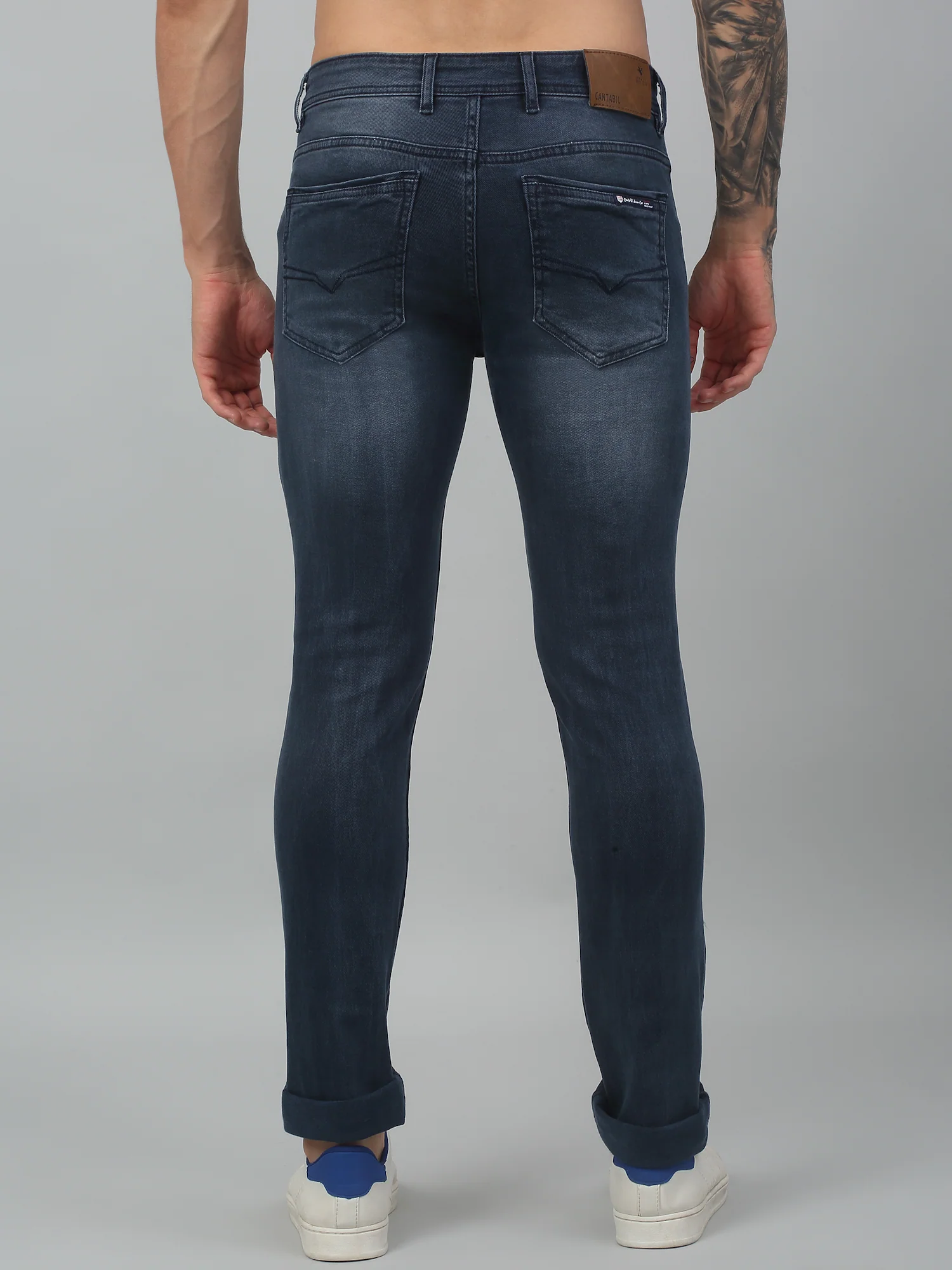 Denim Jeans for Men l Breathable & Soft with Color Fastness Ultra Narrow Fit Cotton Fabric Solid Pattern Button Closure - Image 2