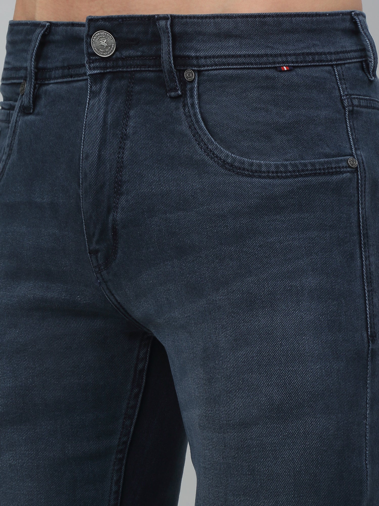 Denim Jeans for Men l Breathable & Soft with Color Fastness Ultra Narrow Fit Cotton Fabric Solid Pattern Button Closure - Image 5