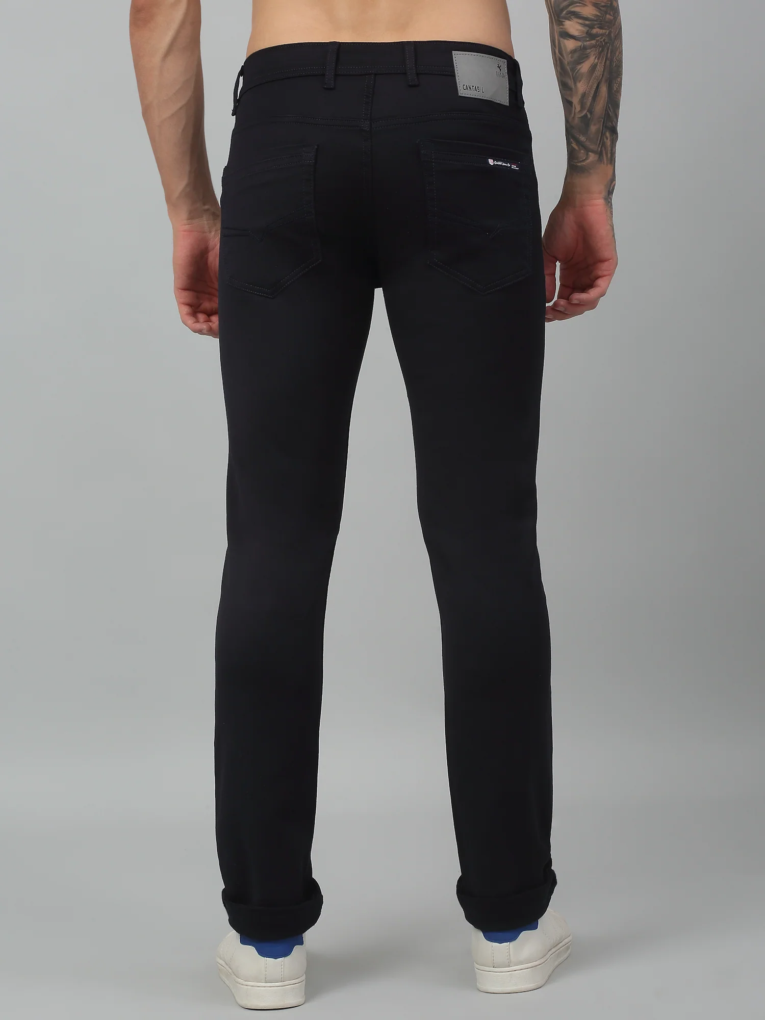 Denim Jeans for Men l Breathable & Soft with Color Fastness Ultra Narrow Fit Cotton Fabric Solid Pattern Button Closure - Image 4