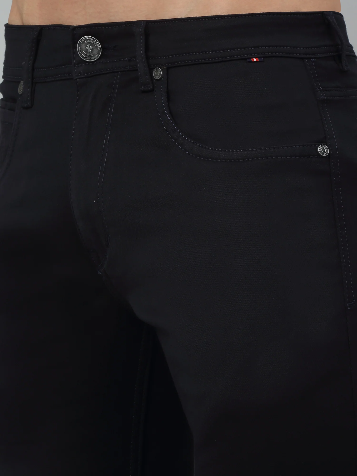 Denim Jeans for Men l Breathable & Soft with Color Fastness Ultra Narrow Fit Cotton Fabric Solid Pattern Button Closure - Image 5