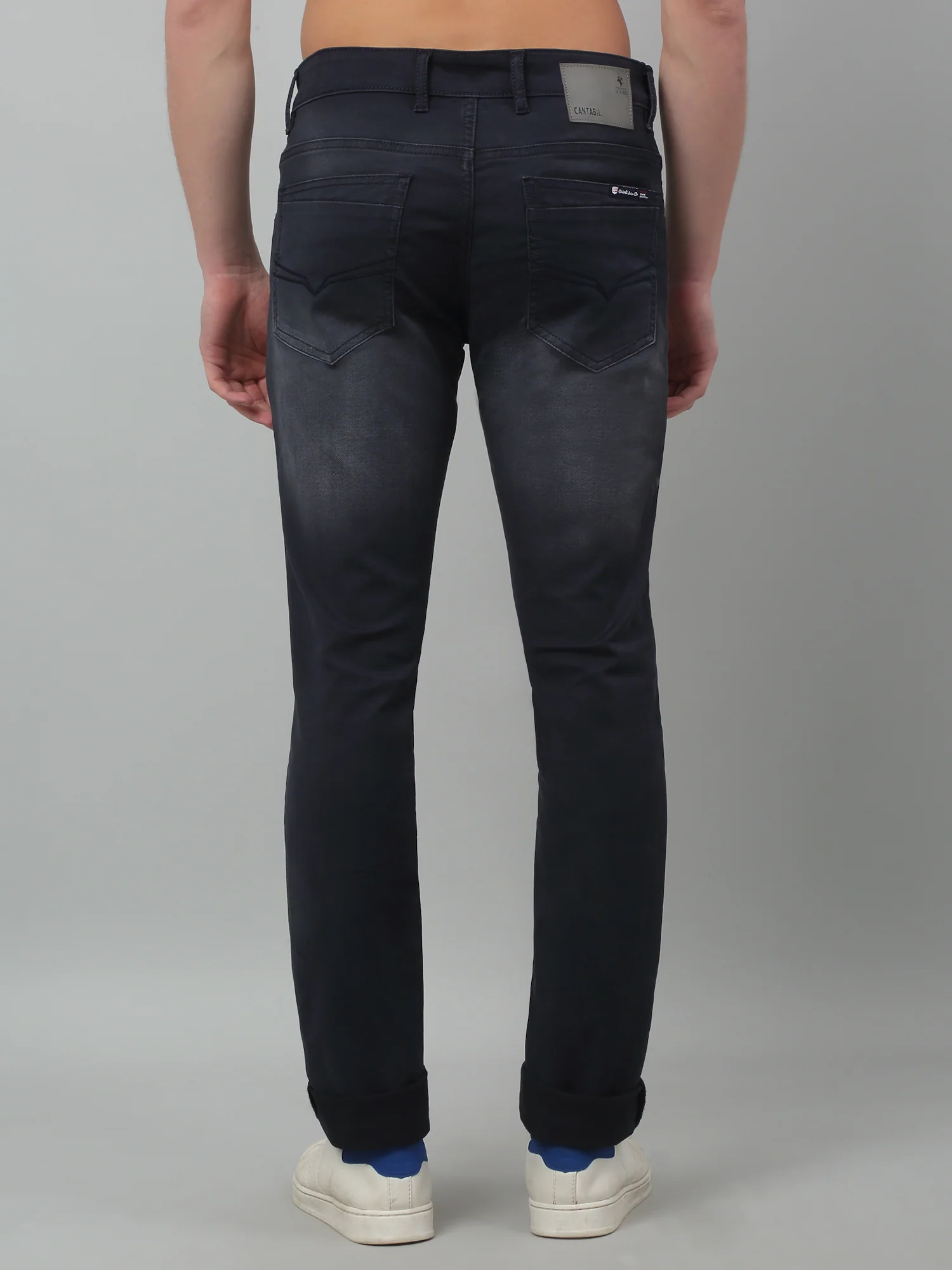 Denim Jeans for Men l Breathable & Soft with Color Fastness Ultra Narrow Fit Cotton Fabric Solid Pattern Button Closure - Image 2