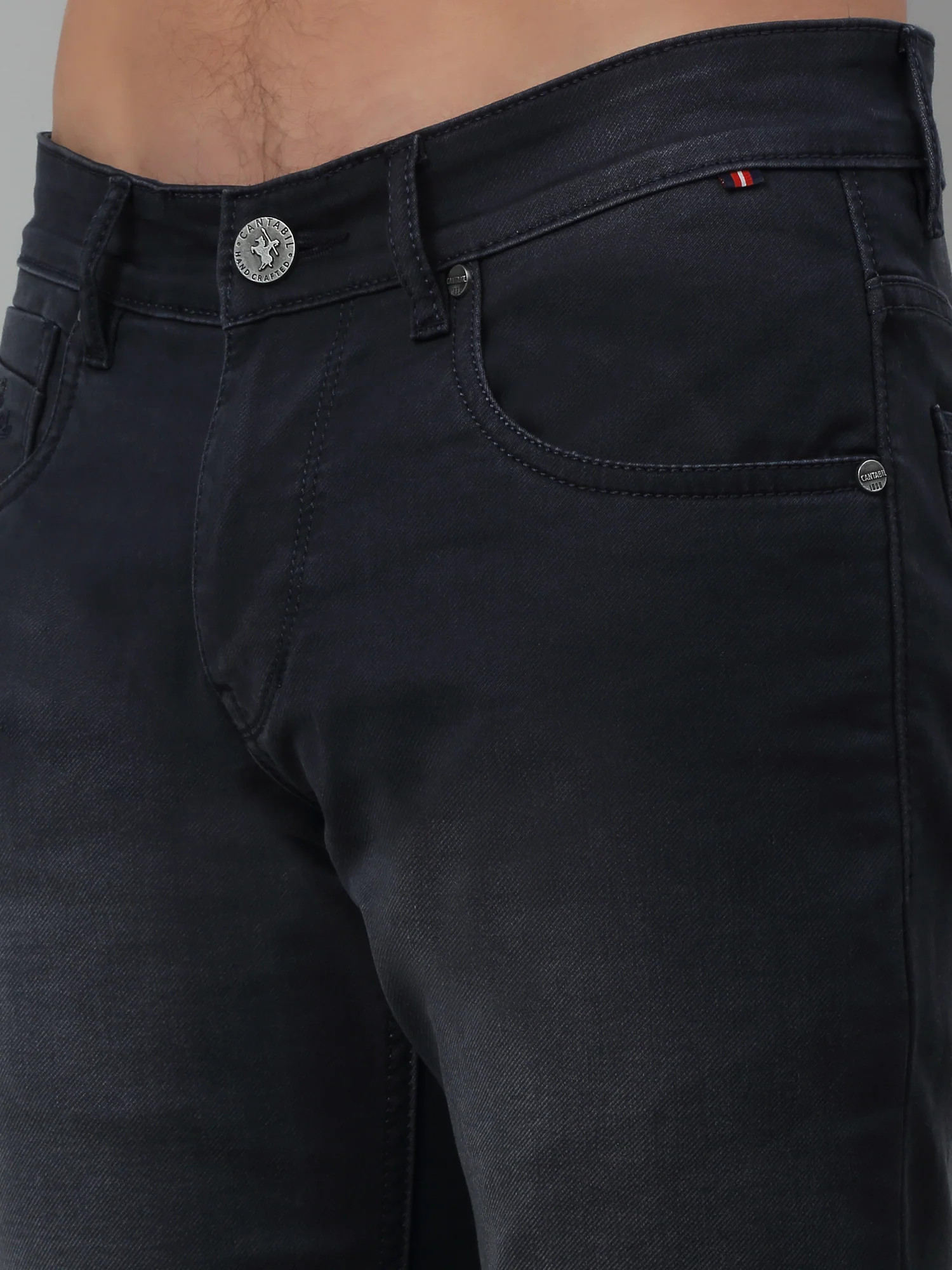 Denim Jeans for Men l Breathable & Soft with Color Fastness Ultra Narrow Fit Cotton Fabric Solid Pattern Button Closure - Image 5