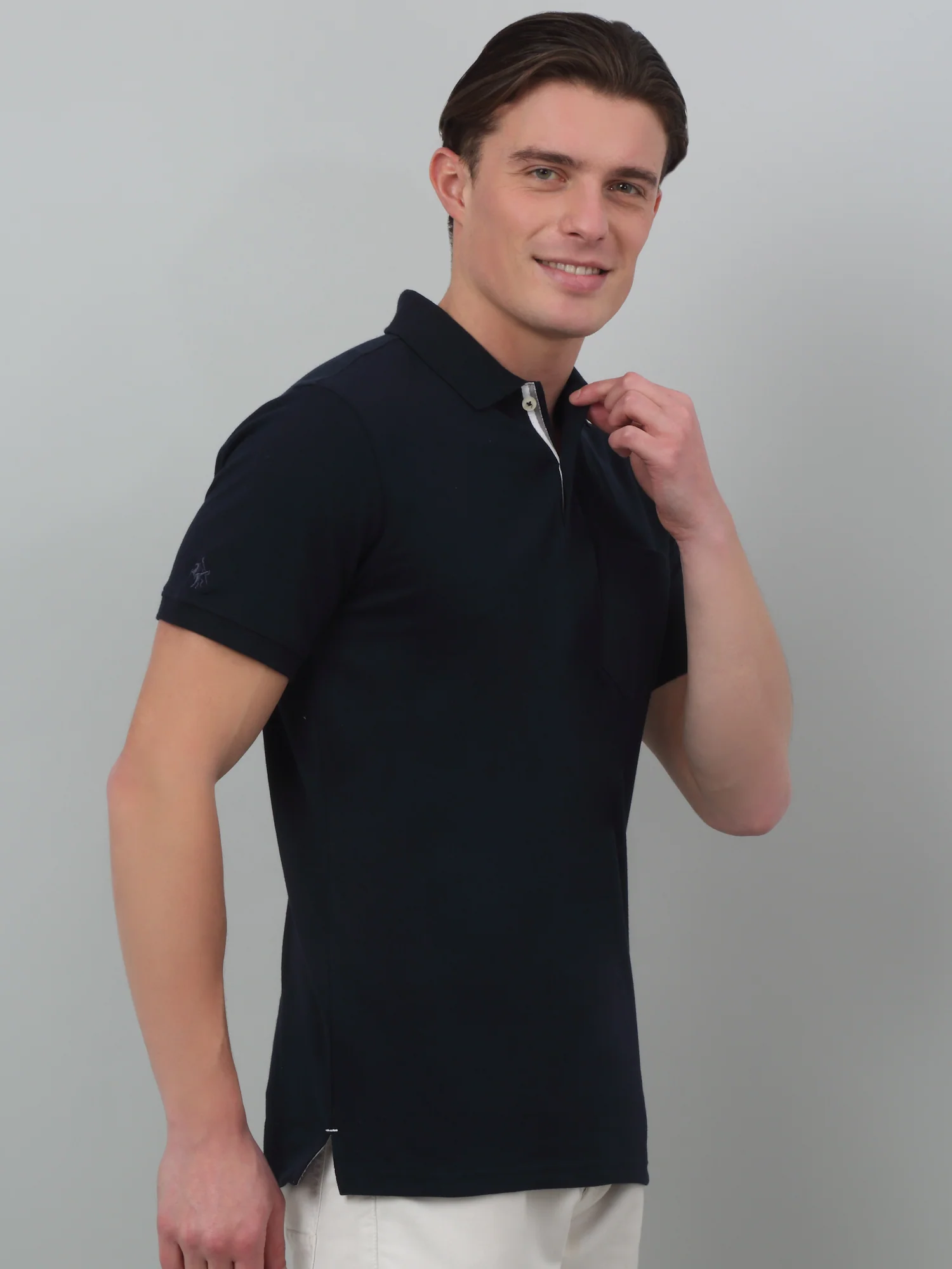 T-Shirt for Men | Breathable & Soft with Color Fastness Regular Fit Polo Neck Poly Cotton Fabric Solid Pattern - Image 3