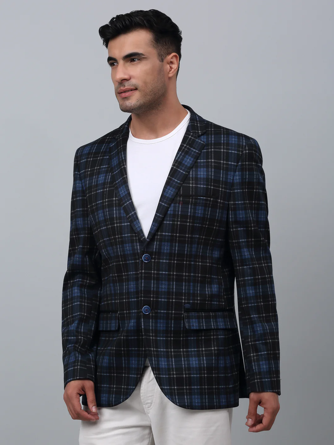 Blazer for Men | Premium Casual Blazer Slim Fit Notched Collar Terry Rayon Fabric Checkered Pattern - Image 2