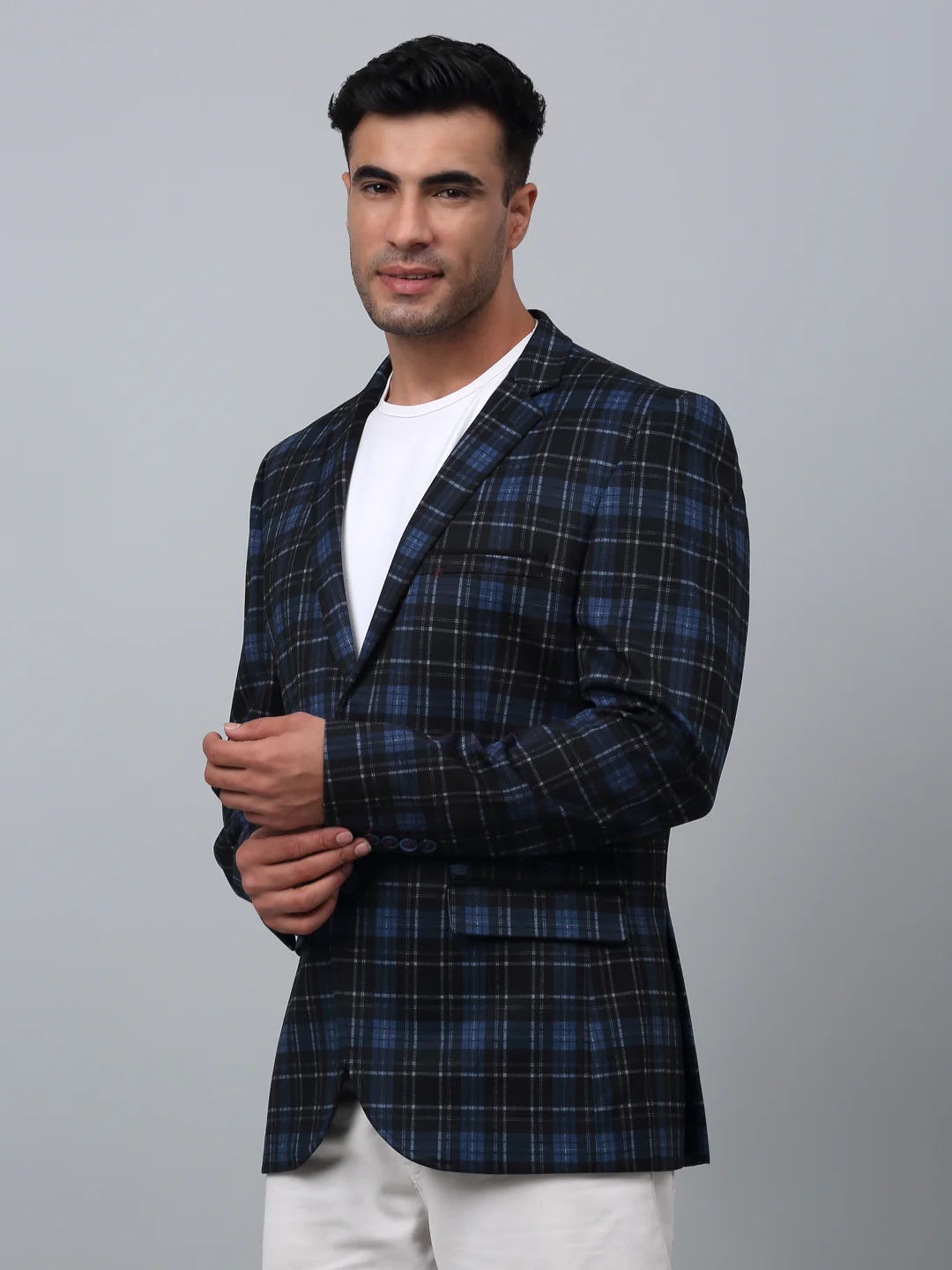 Blazer for Men | Premium Casual Blazer Slim Fit Notched Collar Terry Rayon Fabric Checkered Pattern - Image 3