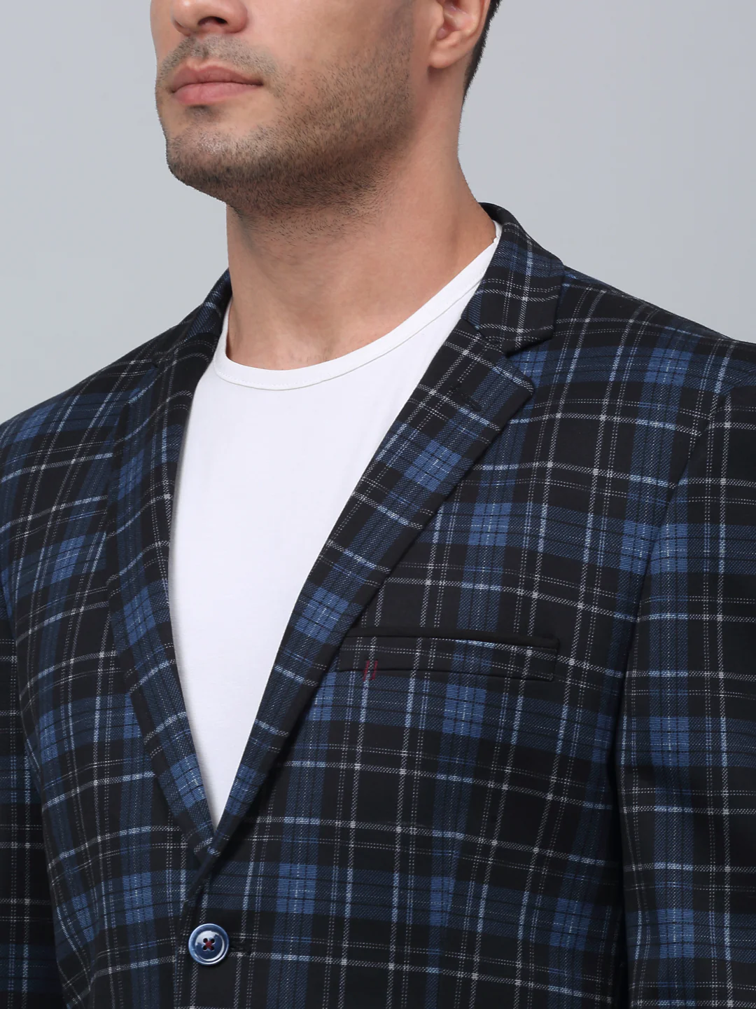 Blazer for Men | Premium Casual Blazer Slim Fit Notched Collar Terry Rayon Fabric Checkered Pattern - Image 4