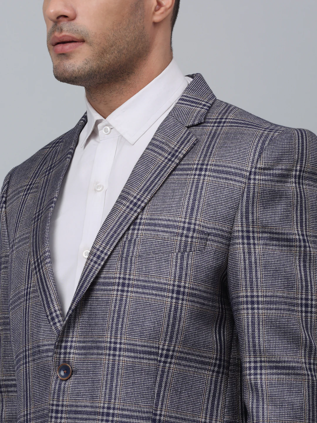 Blazer for Men | Premium Formal Blazer Slim Fit Notched Collar Poly Viscose Fabric Checkered Pattern - Image 4