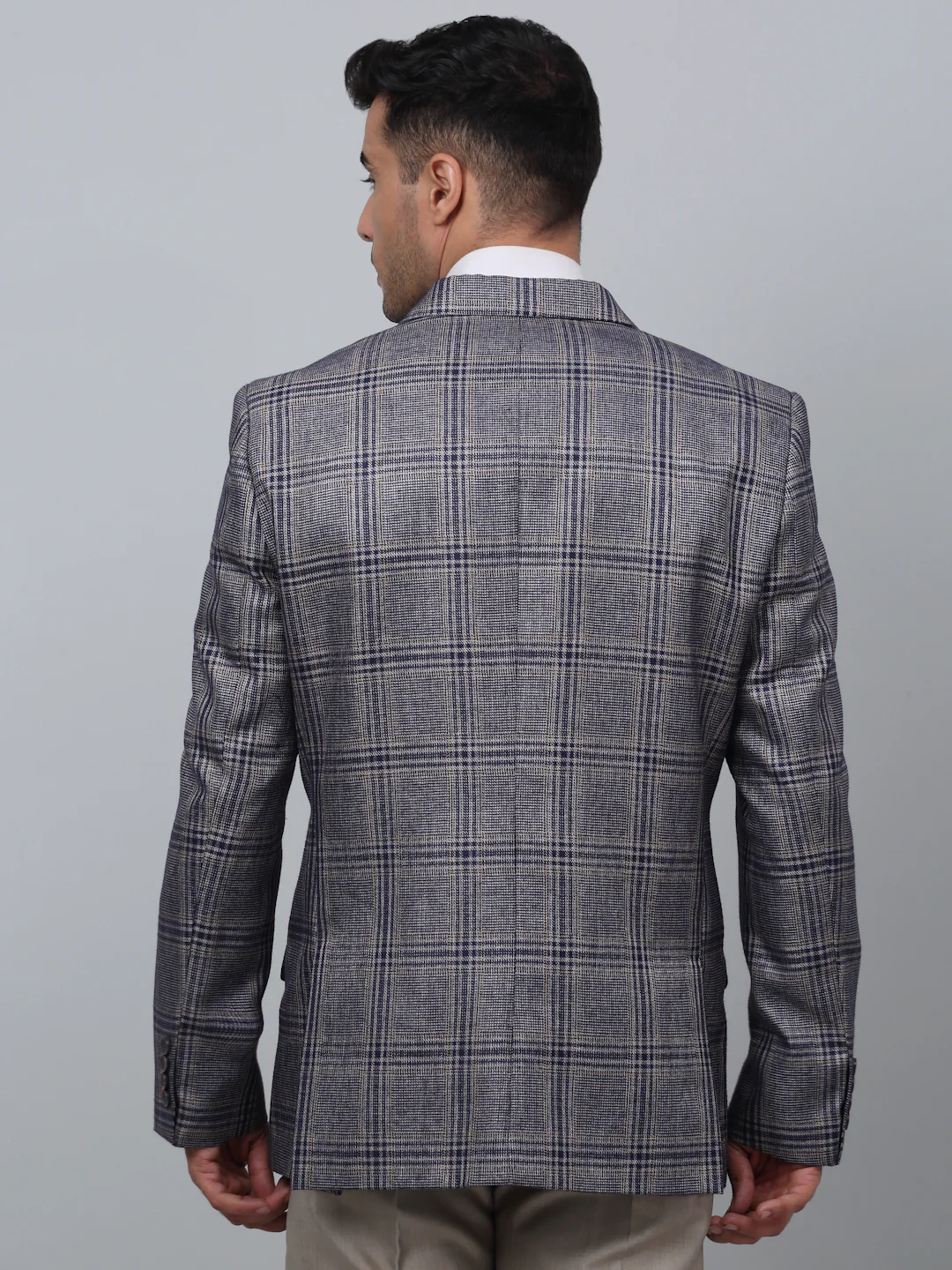 Blazer for Men | Premium Formal Blazer Slim Fit Notched Collar Poly Viscose Fabric Checkered Pattern - Image 5