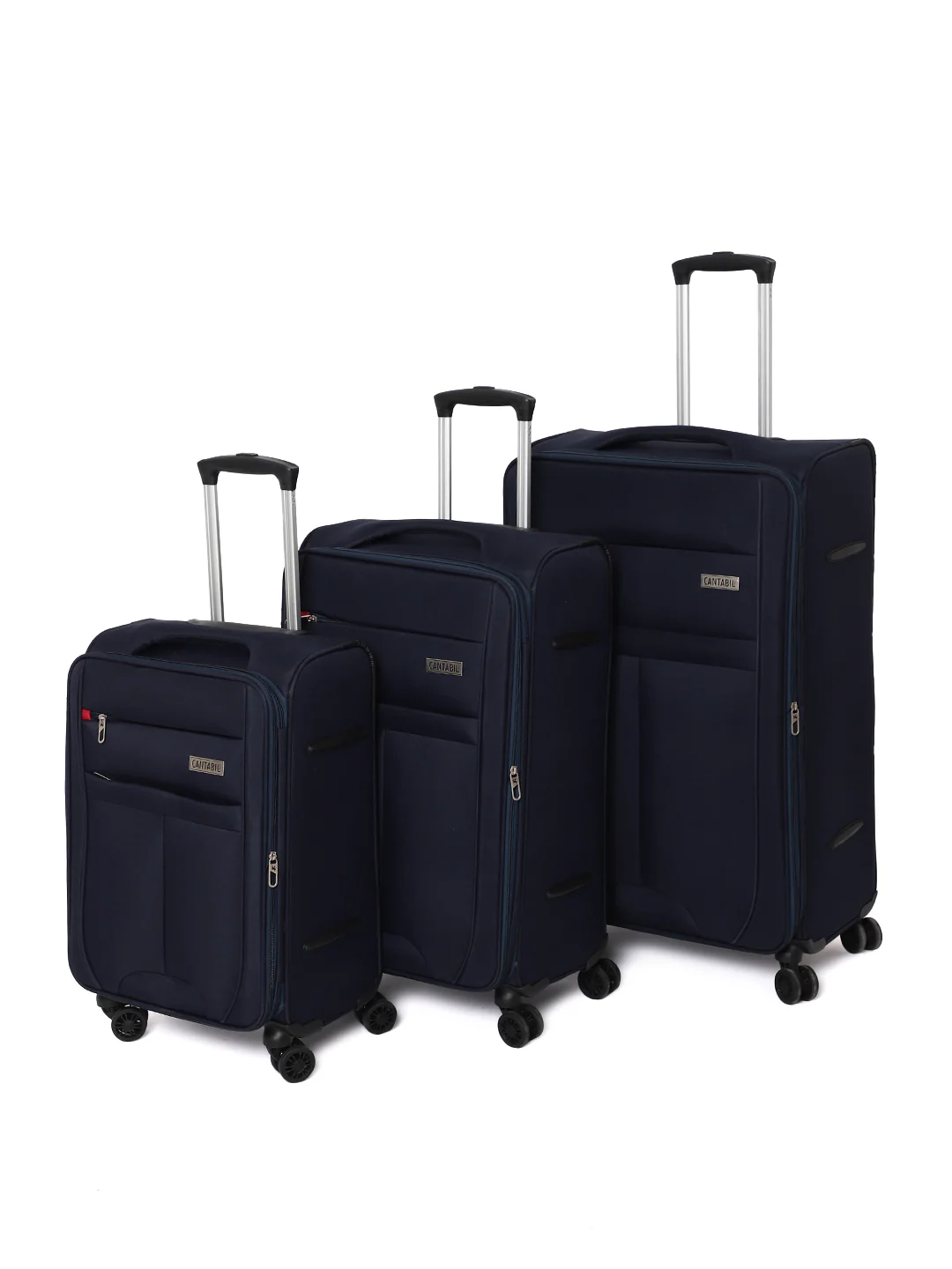 Unisex Navy Blue Fashion Soft Luggage Trolley Bag - Image 3