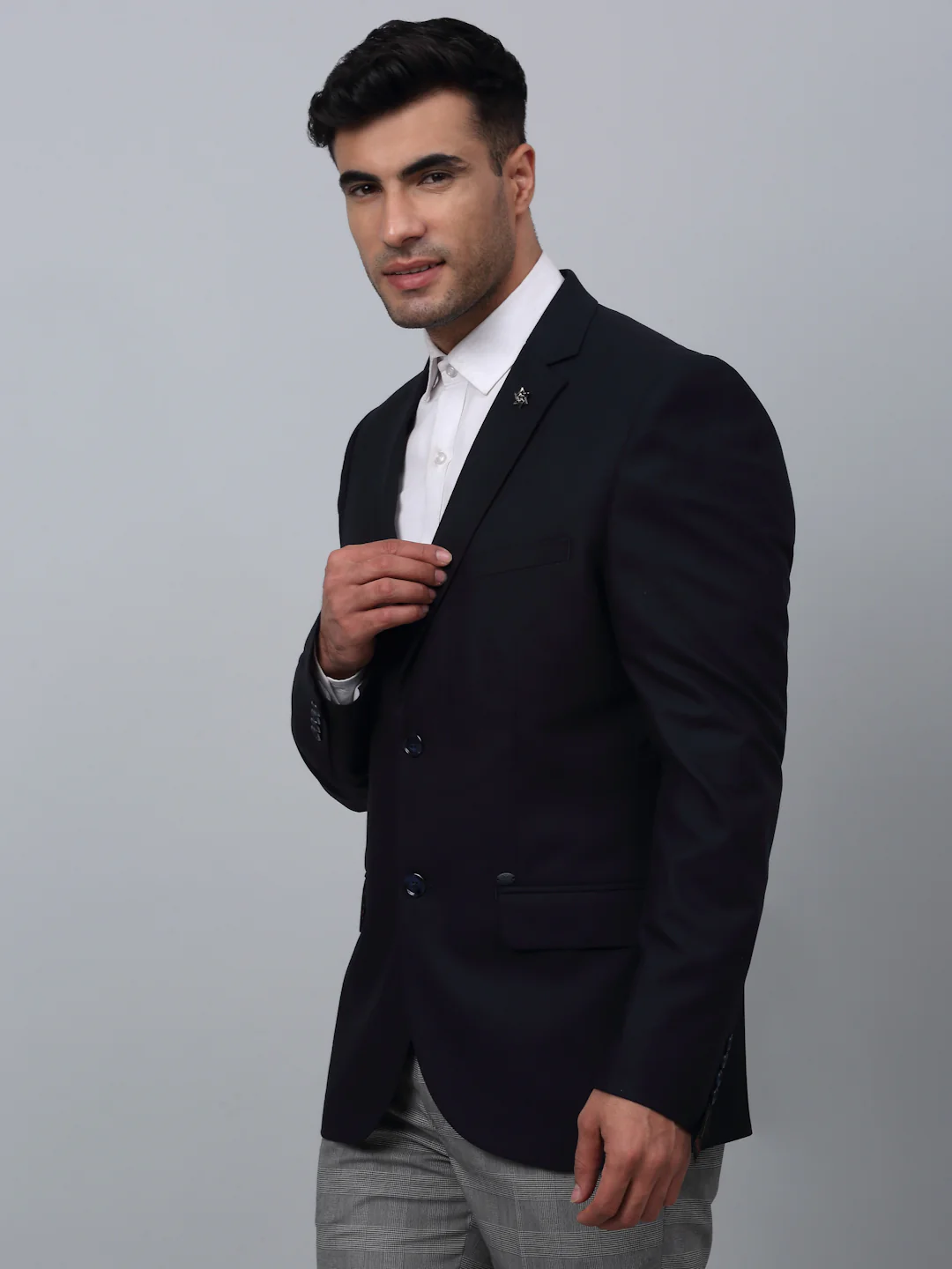 Blazer for Men | Premium Formal Blazer Slim Fit Notched Collar Poly Viscose Fabric Solid Pattern - Image 2