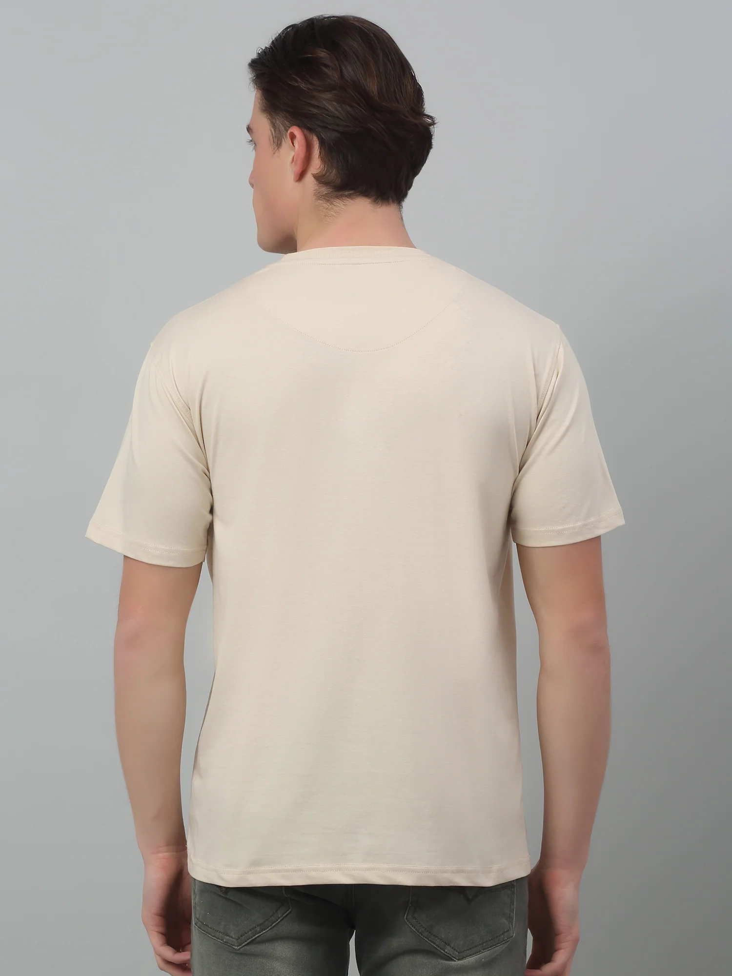 T-Shirt for Men | Breathable & Soft with Color Fastness Regular Fit Round Neck Cotton Blend Fabric Solid Pattern - Image 2
