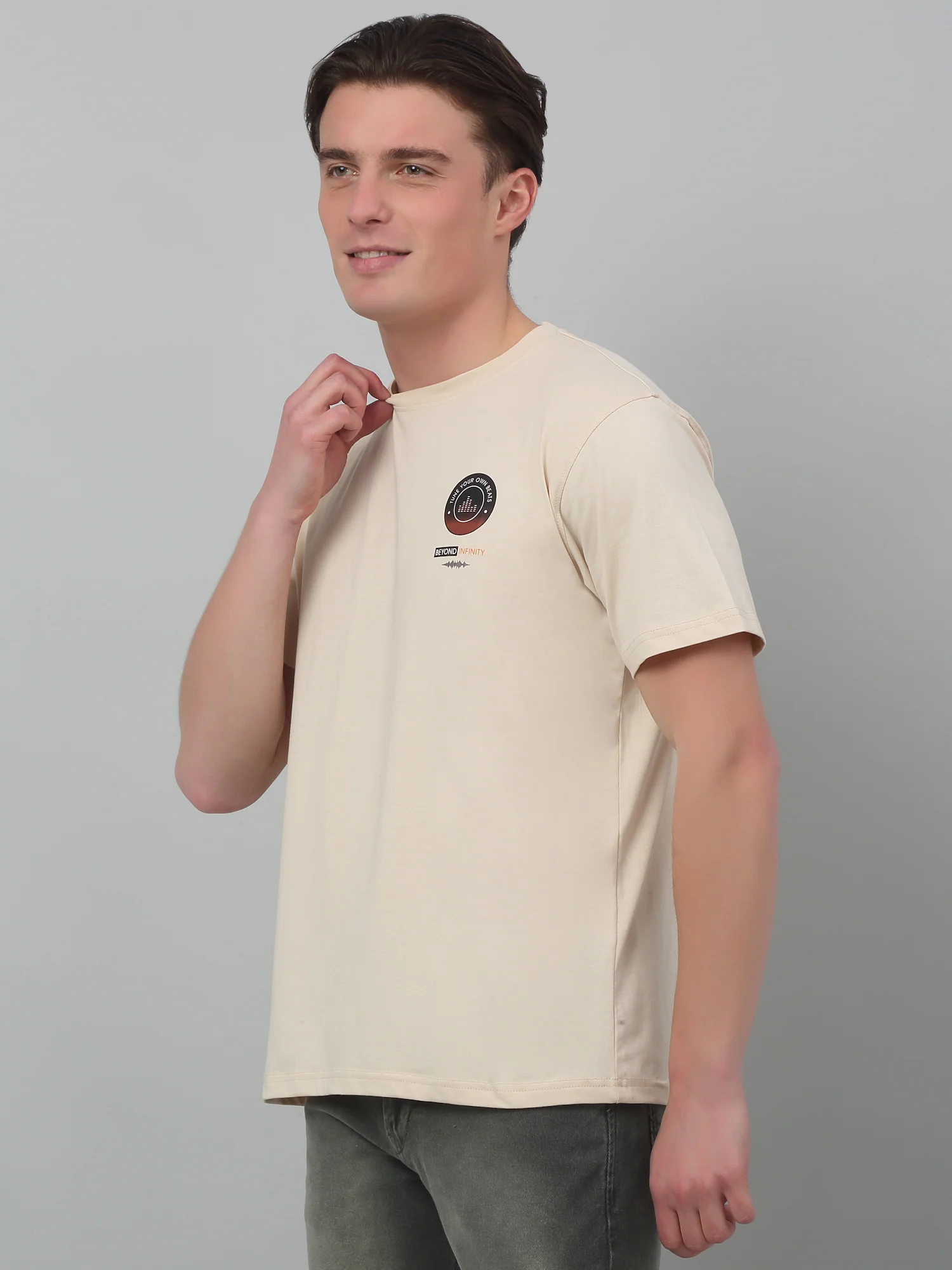 T-Shirt for Men | Breathable & Soft with Color Fastness Regular Fit Round Neck Cotton Blend Fabric Solid Pattern - Image 4