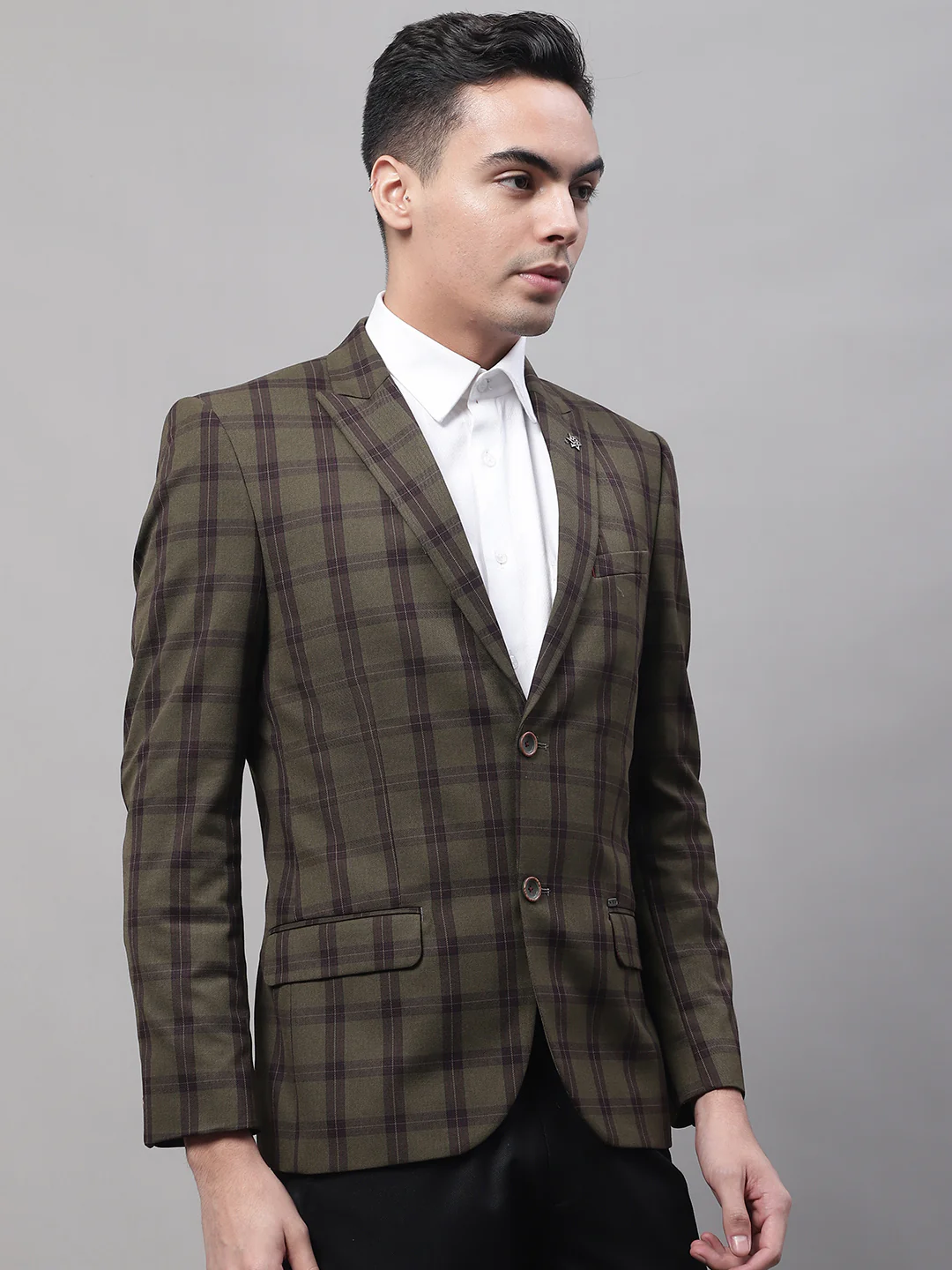 Blazer for Men | Premium Formal Blazer Slim Fit Notched Collar Poly Viscose Fabric Checkered Pattern - Image 4
