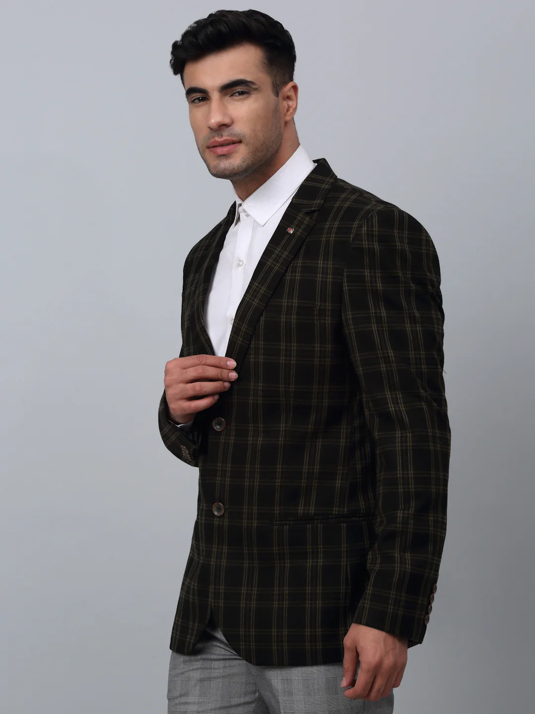 Blazer for Men | Premium Formal Blazer Slim Fit Notched Collar Brushed Fabric Checkered Pattern - Image 2