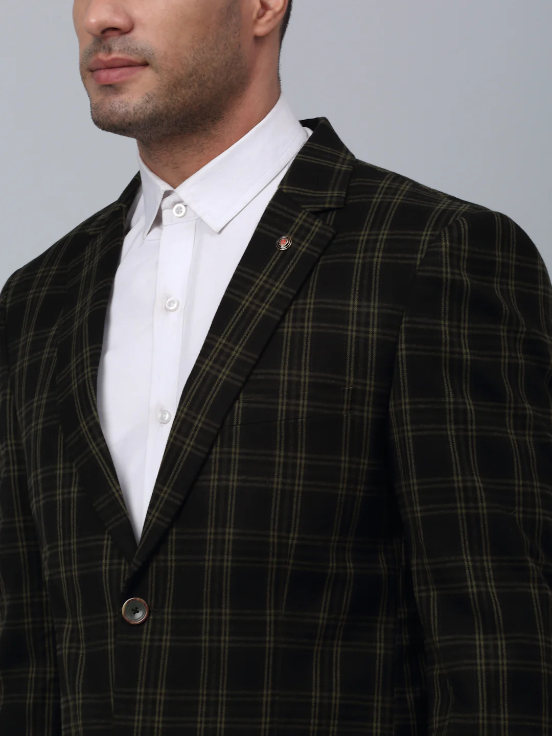 Blazer for Men | Premium Formal Blazer Slim Fit Notched Collar Brushed Fabric Checkered Pattern - Image 4